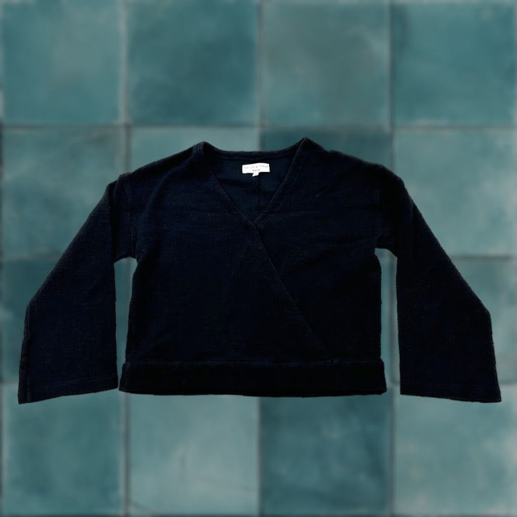 Madewell Madewell Black Long Sleeve Wrap Shirt Womens Medium Casual Cotton Top Size M / US 6-8 / IT 42-44 - 1 Thumbnail