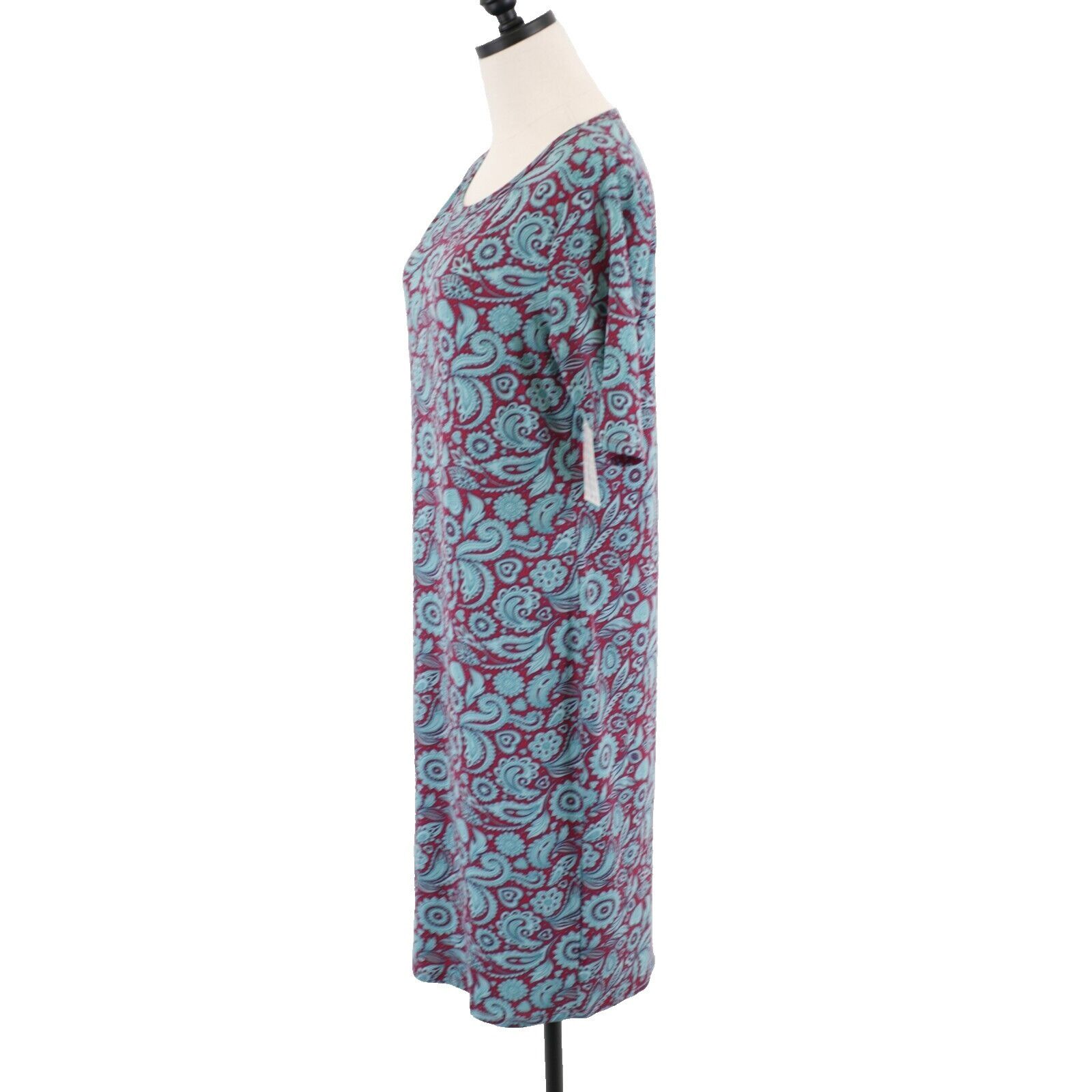 Designer NEW LuLaRoe Julia Large Teal Red Floral Scoop Neck Bodycon S Size L / US 10 / IT 46 - 5 Thumbnail
