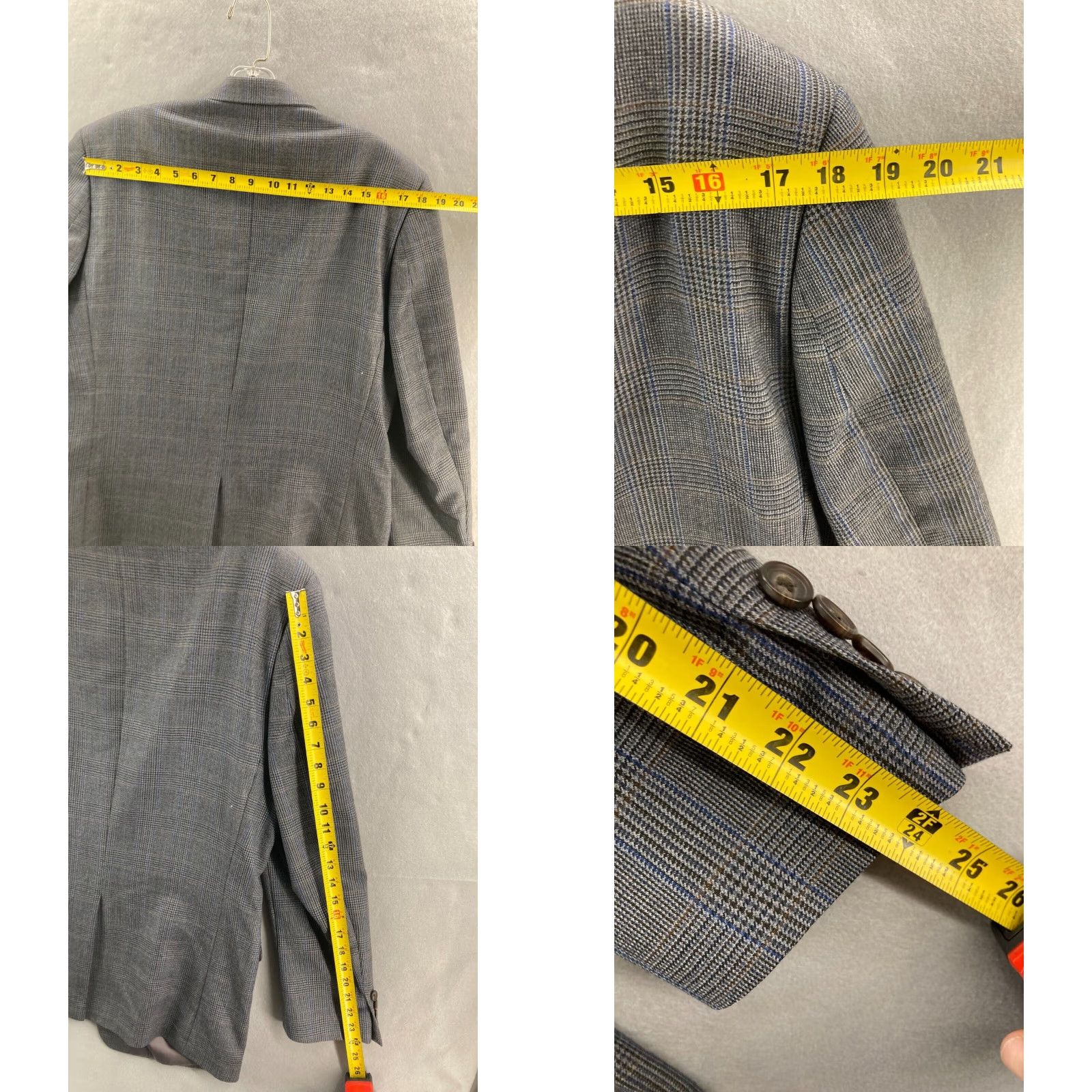 Ralph Lauren Lauren Ralph Lauren Blazer Mens 42R Gray Glen Plaid Wool Sport Coat 2-Button Regular Fit Size 42R - 8 Thumbnail