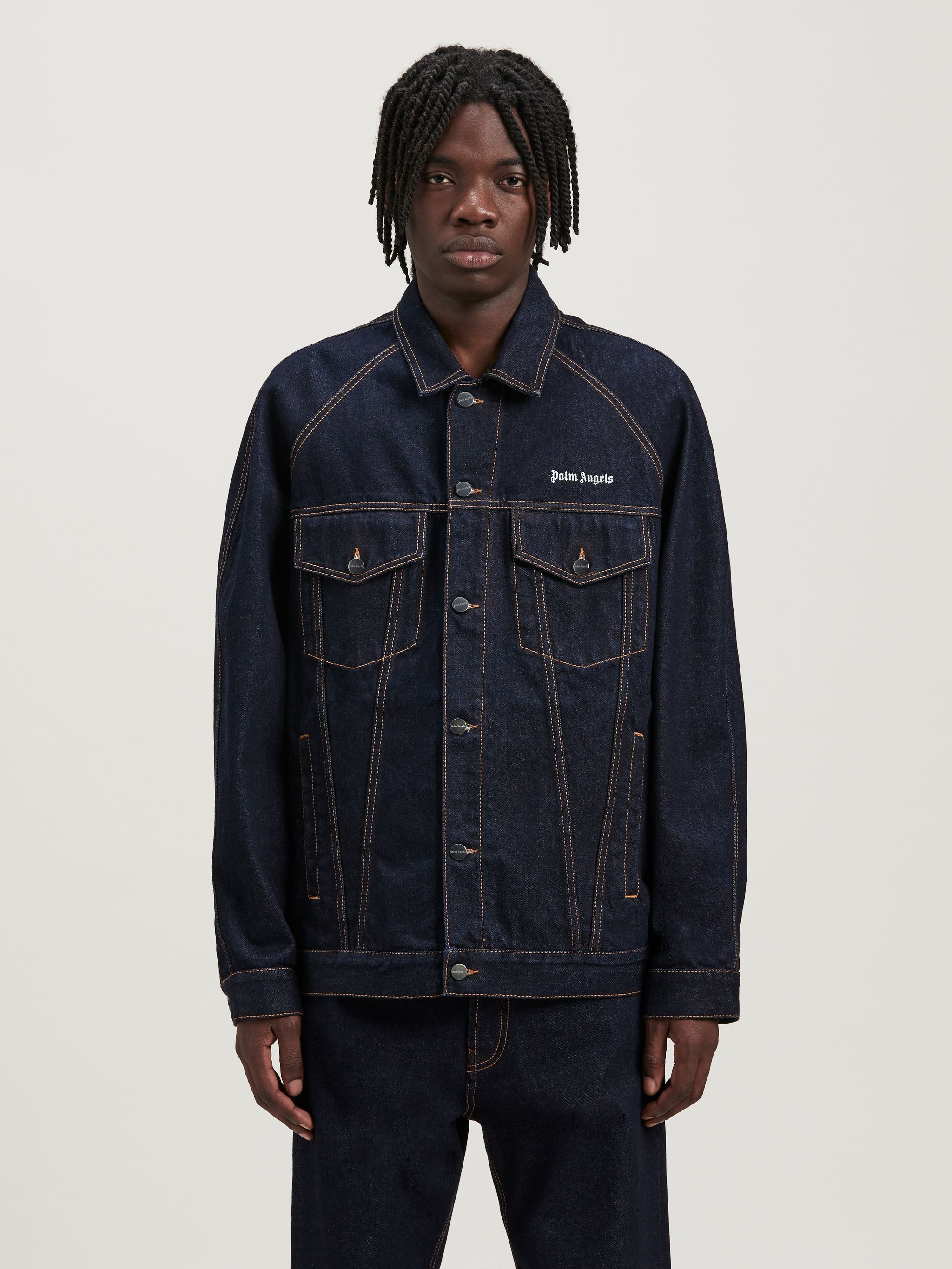 Palm Angels o1y0325 Logo Denim Jacket in Dark Blue Size US S / EU 44-46 / 1 - 3 Thumbnail