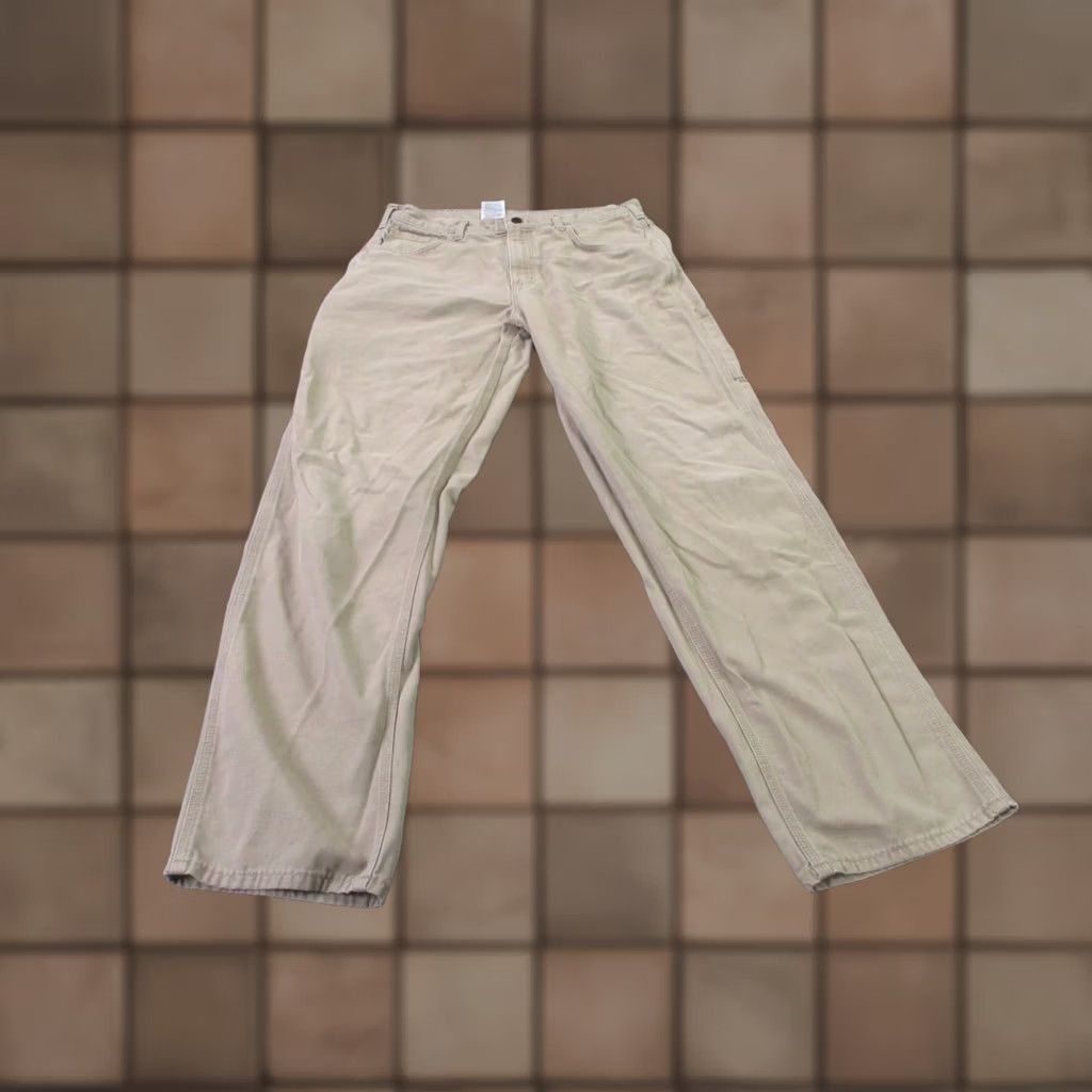Carhartt Carhartt Pants Men 34 Beige Carpenter Loose Canvas Workwear Straight Logo FR Pants Size US 34 / EU 50 - 1 Thumbnail