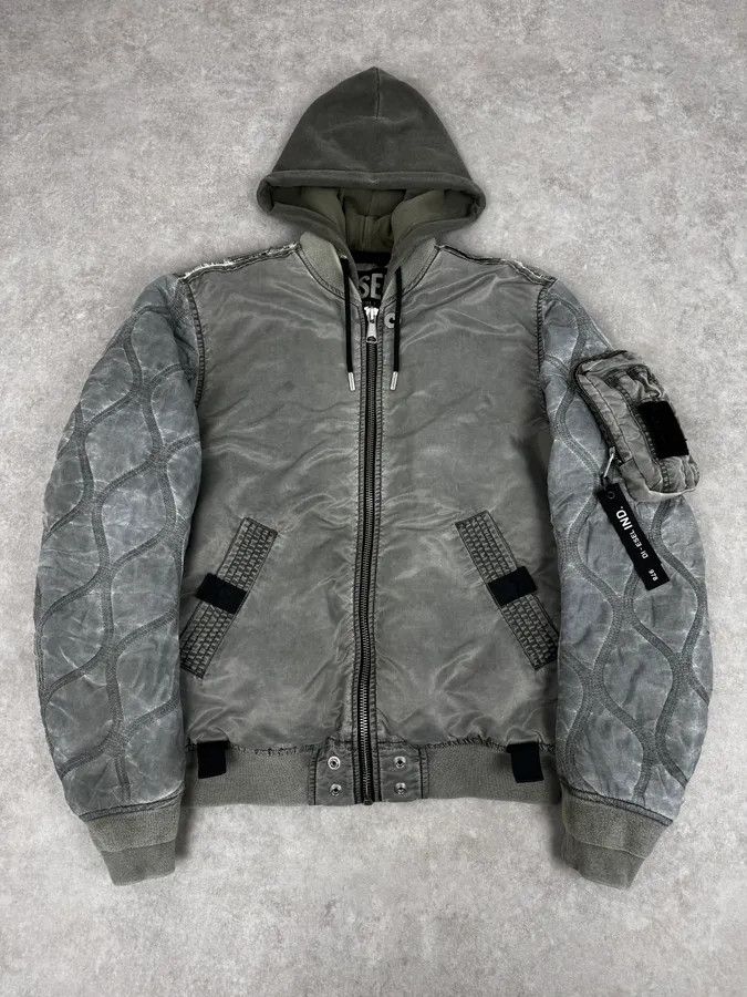 Diesel Diesel Grey Aero Cozy Hooded Bomber Jacket Size US M / EU 48-50 / 2 - 1 Thumbnail