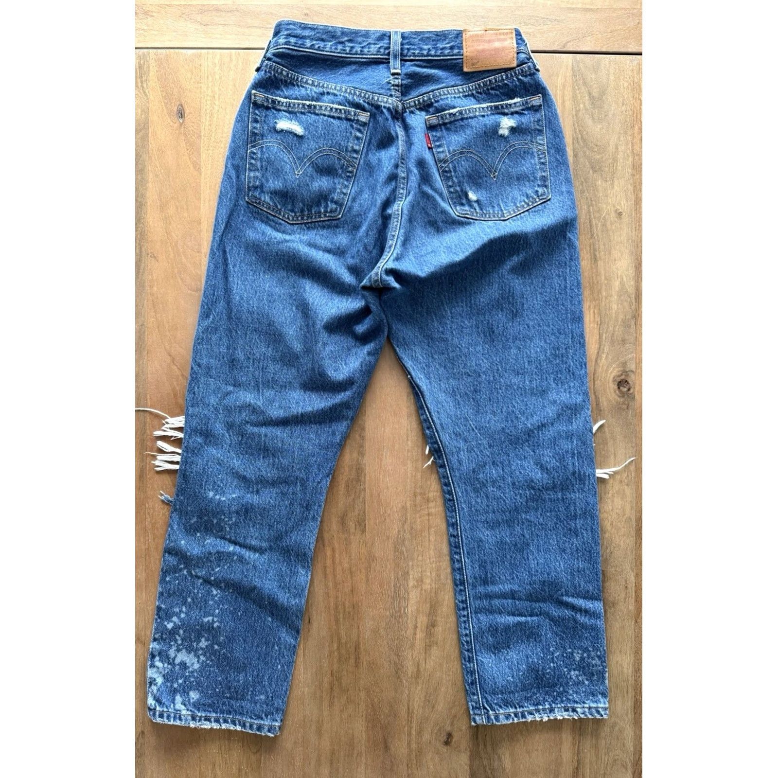 Levi's Levi's 501 Jeans Womens 28x26 Button Fly Distressed Denim Acid Splatter Premium 501 Series 90s Retro City Mom Jean Size 28" / US 6 / IT 42 - 2 Thumbnail