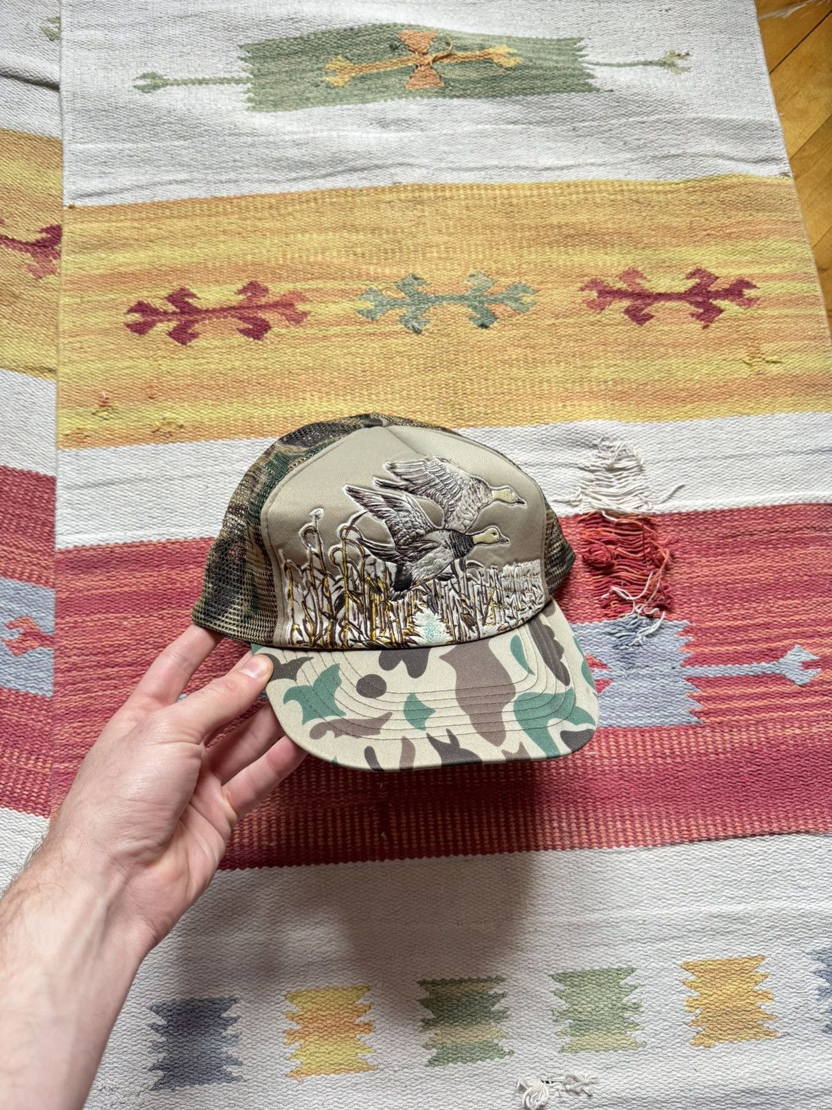 Vintage Vintage 90-90’s Amazing Camo Hunting Trucker Hat Size ONE SIZE - 1 Thumbnail