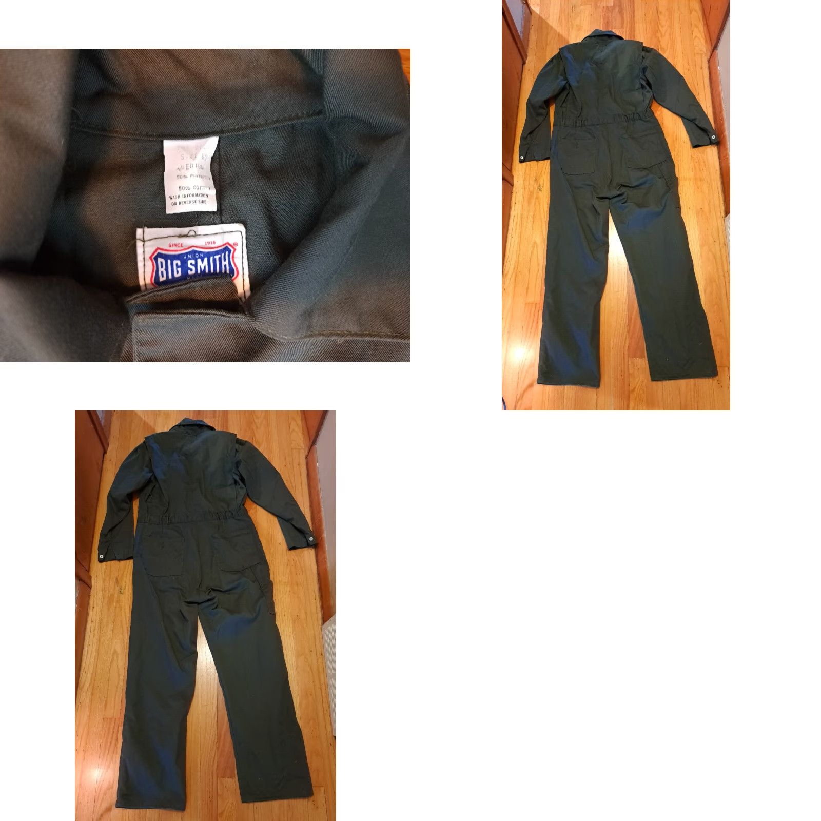 Vintage VINTAGE Big Smith Green Canvas USA made Coveralls Unisex Medium EUC Ring Zipper Pockets 35-36W 31Inseam Size ONE SIZE - 8 Thumbnail