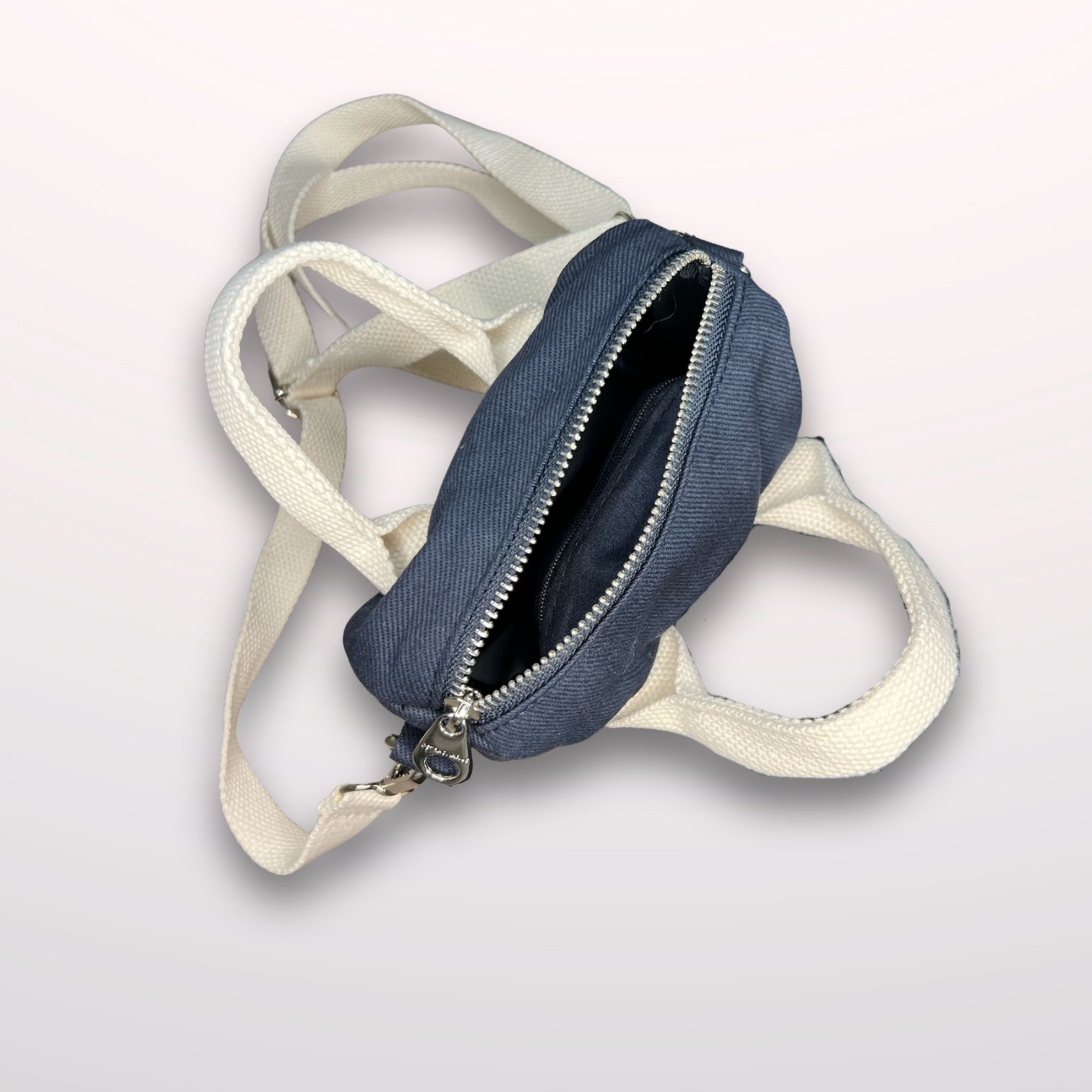 Stradivarius Stradivarius Navy Blue Small Handbag With White Straps & Sil Size ONE SIZE - 5 Thumbnail
