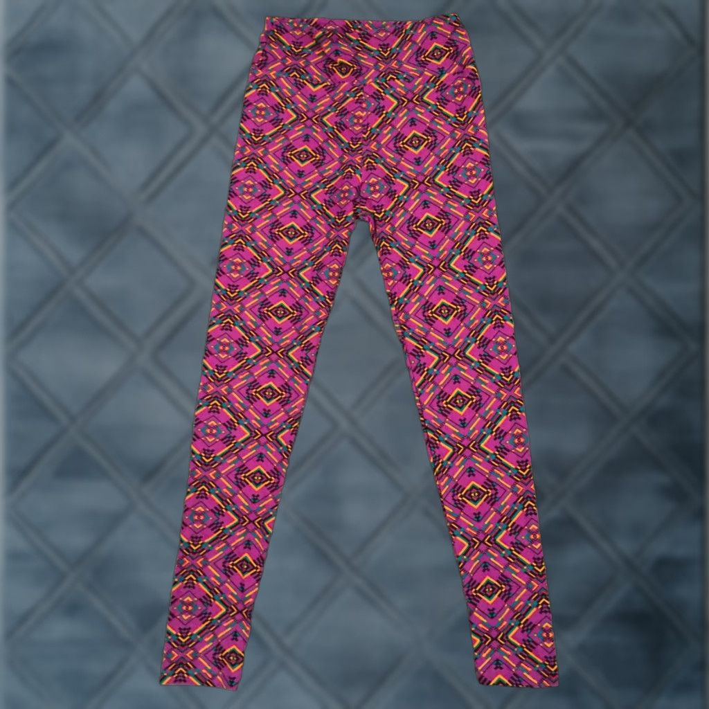 Vintage VINTAGE LuLaRoe Leggings One Size OS Purple Geometric NWOT Size 42" / US 20 - 1 Thumbnail