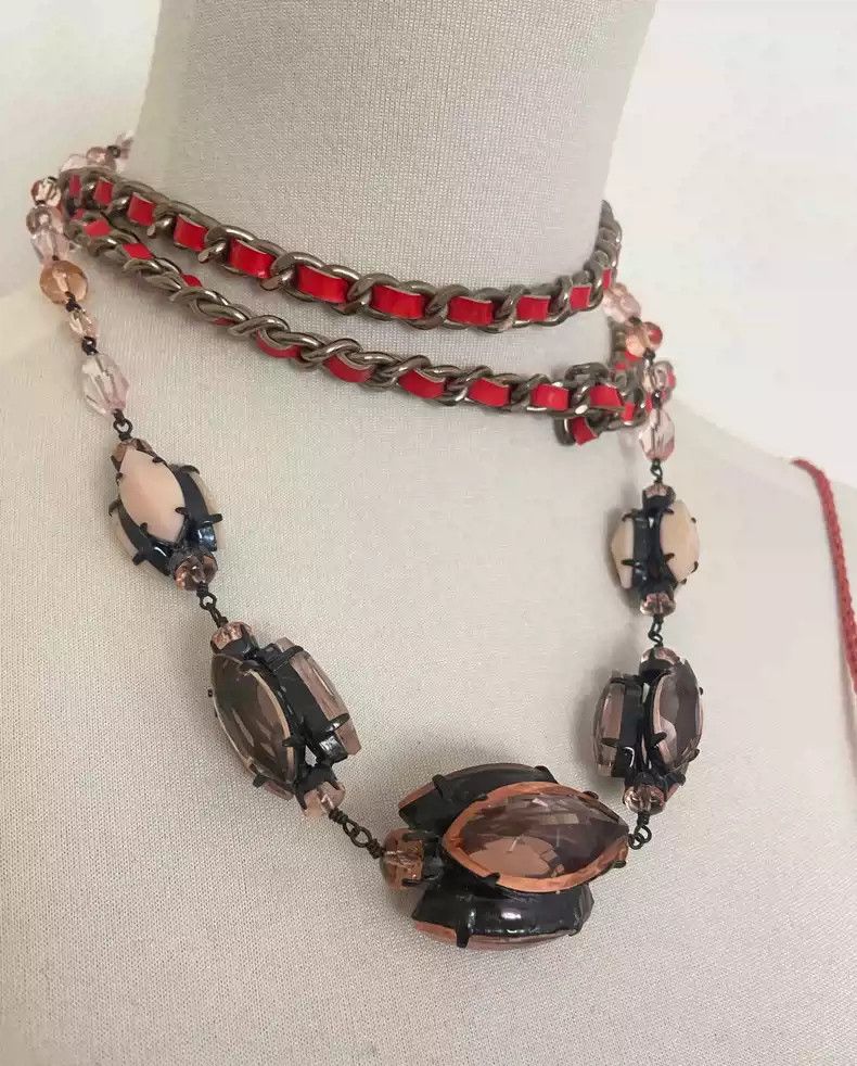 Jean Paul Gaultier Jean Paul Gaultier Pink diamond crystal necklace Size ONE SIZE - 1 Thumbnail