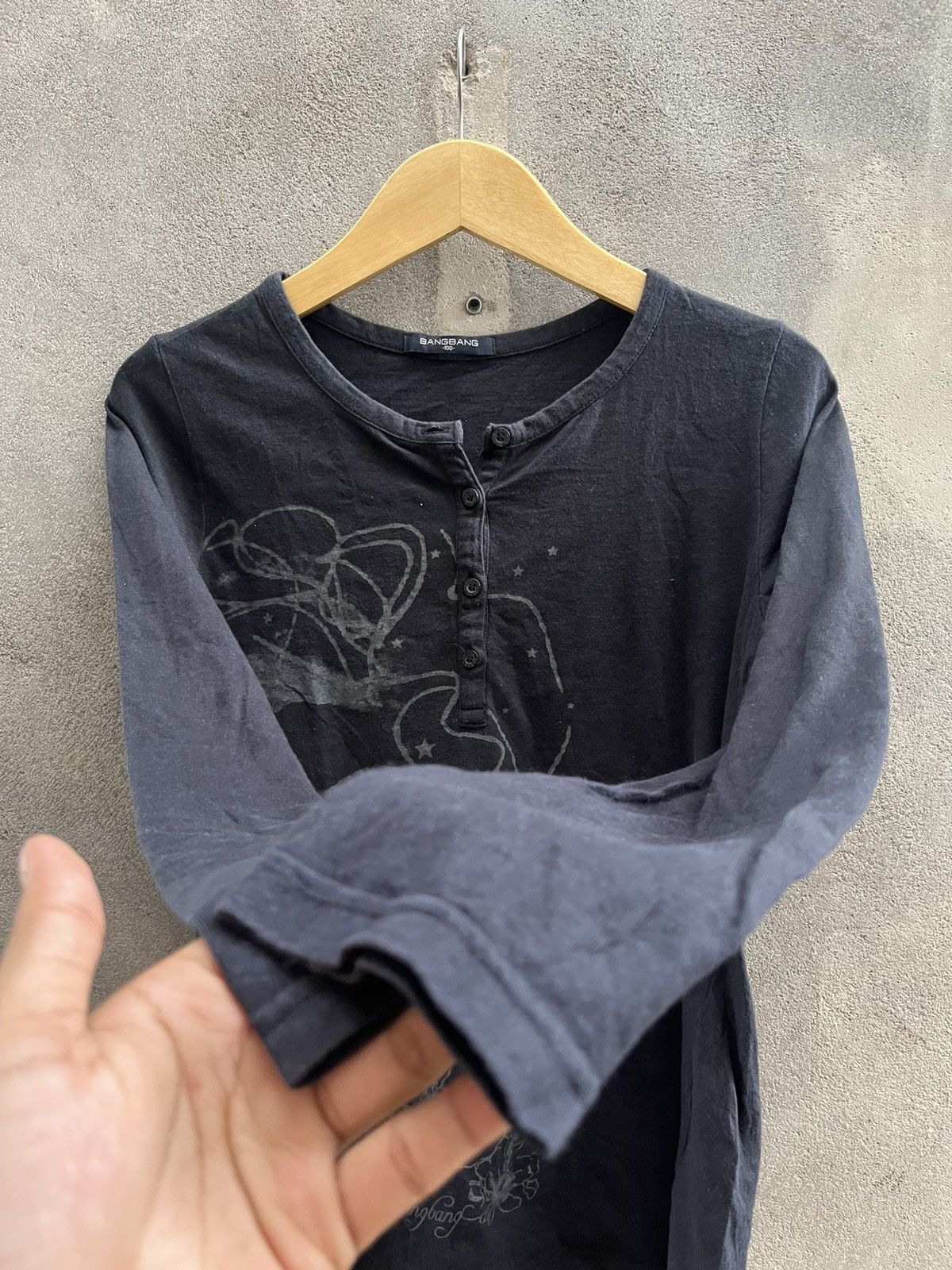 Hysteric Glamour × If Six Was Nine × Le Grande Bleu (L.G.B.) 2000s BANGBANG - Monochrome Artistic Face Sketch Henley Size US XL / EU 56 / 4 - 5 Thumbnail