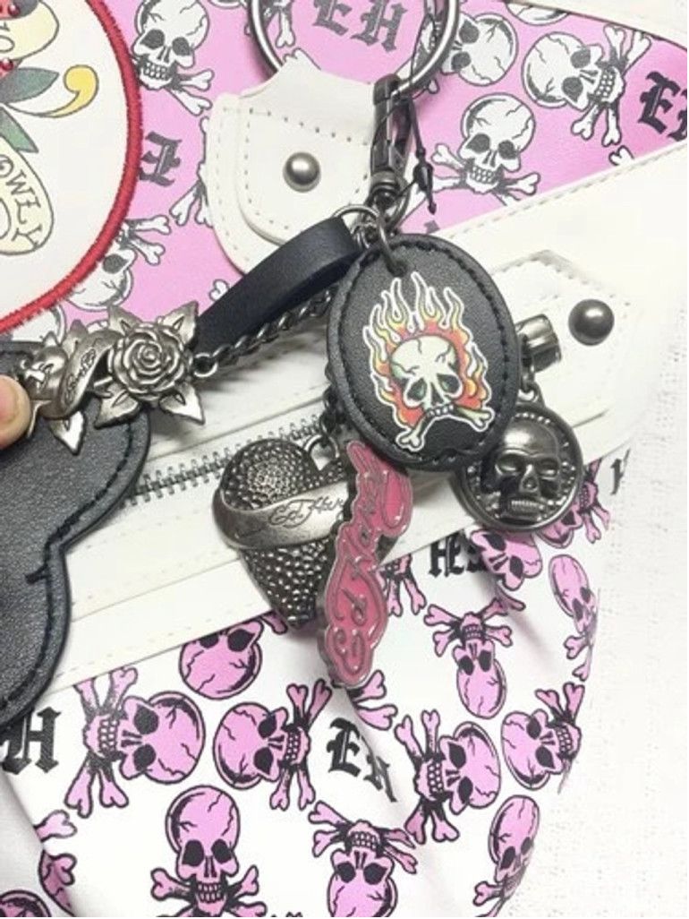 Ed Hardy E Hardy Love Kills Slowly Skull Tatoos Shoulder Tato Bag M Size ONE SIZE - 9 Thumbnail
