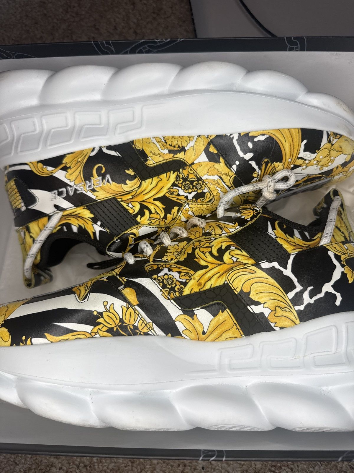 Versace Mens Versace Chain Reaction Black/Gold and White Size 45 Size US 10 / EU 43 - 1 Thumbnail