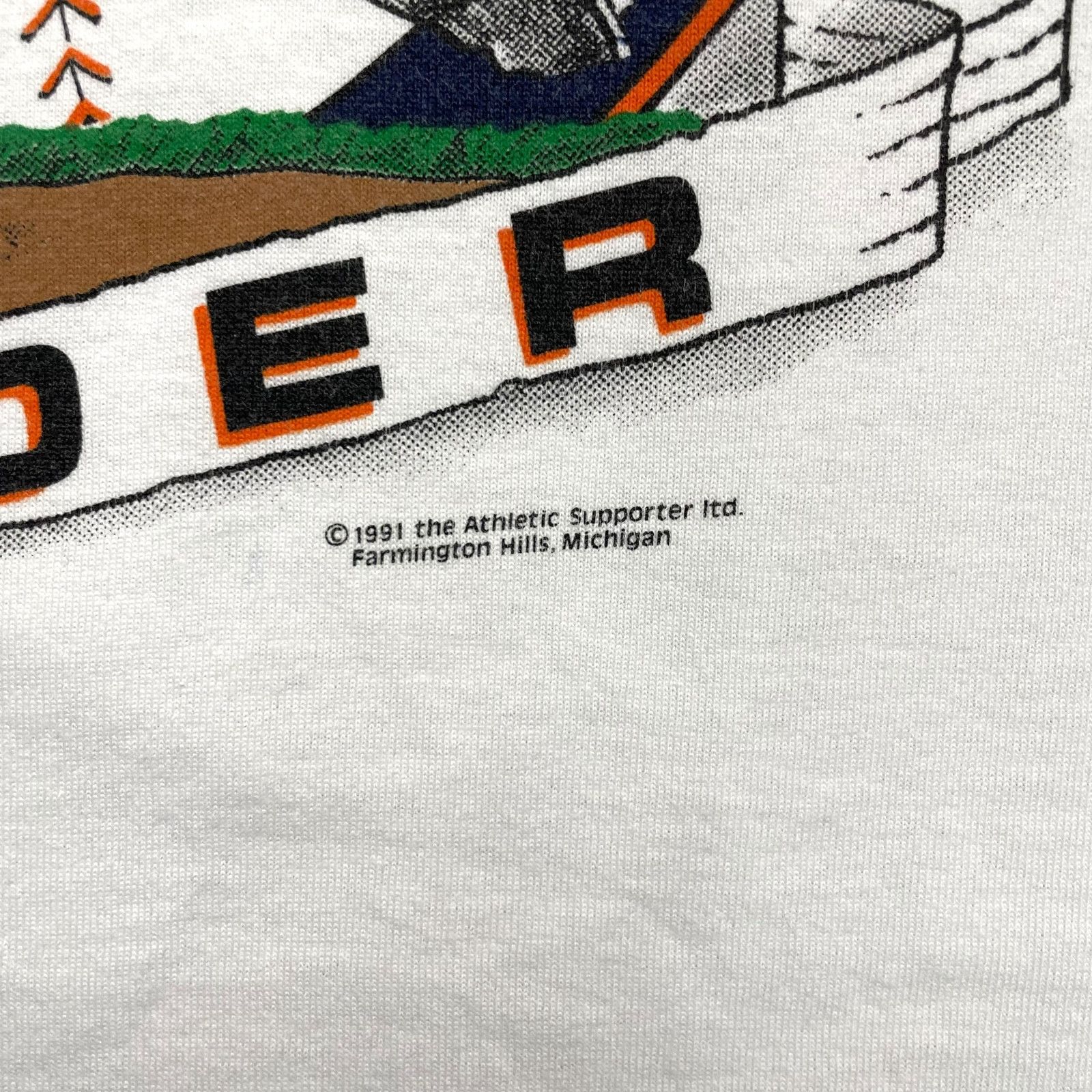 MLB VTG 90s DETROIT TIGERS CECIL FIELDER CARICATURE T-SHIRT 1991 Size US XL / EU 56 / 4 - 3 Thumbnail