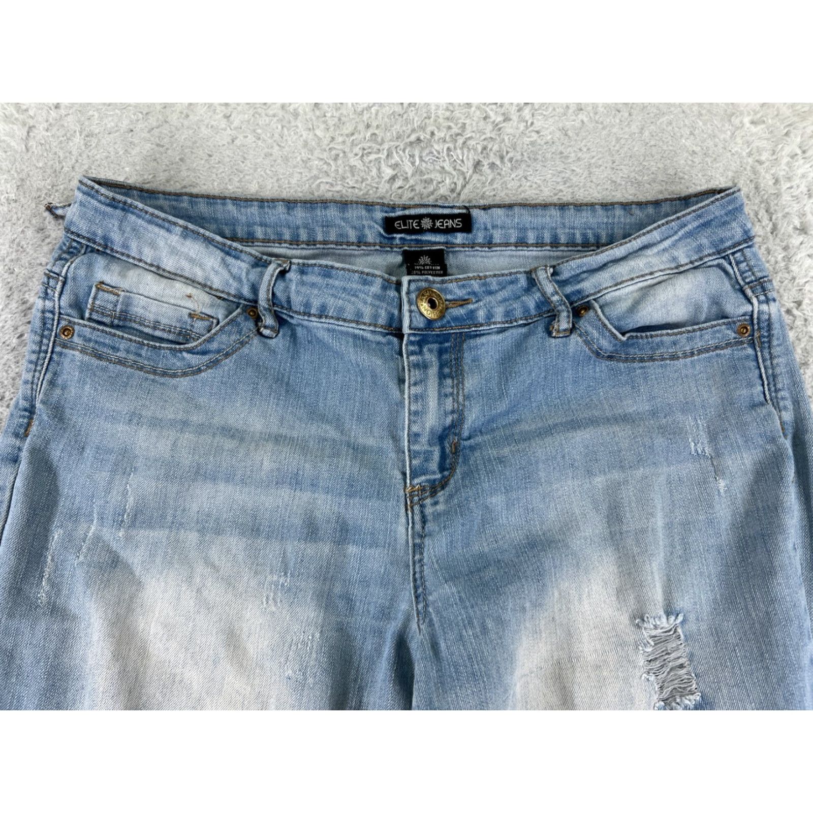 Vintage Elite Jeans Jeans Women's 30x28 Blue Denim Tapered Distressed Cotton Blend 11 Regular Belt Loops 5-Pocket Design Size 32" / US 10 / IT 46 - 4 Thumbnail