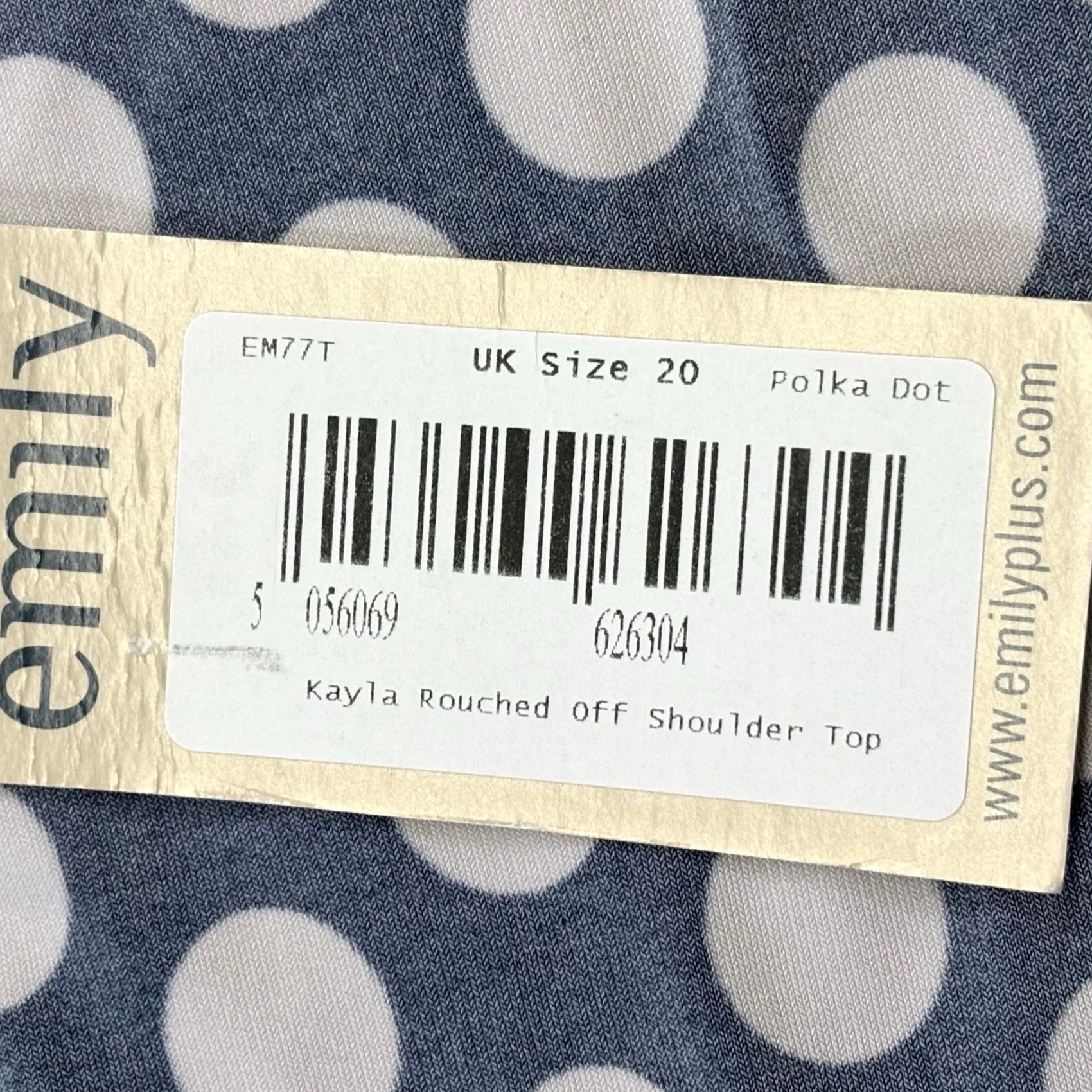 Vintage VINTAGE Emily Kayla Rouched Off The Shoulder Top UK20 Navy White Polka Dot Women’s New Size 3XL / US 20-22 - 7 Thumbnail