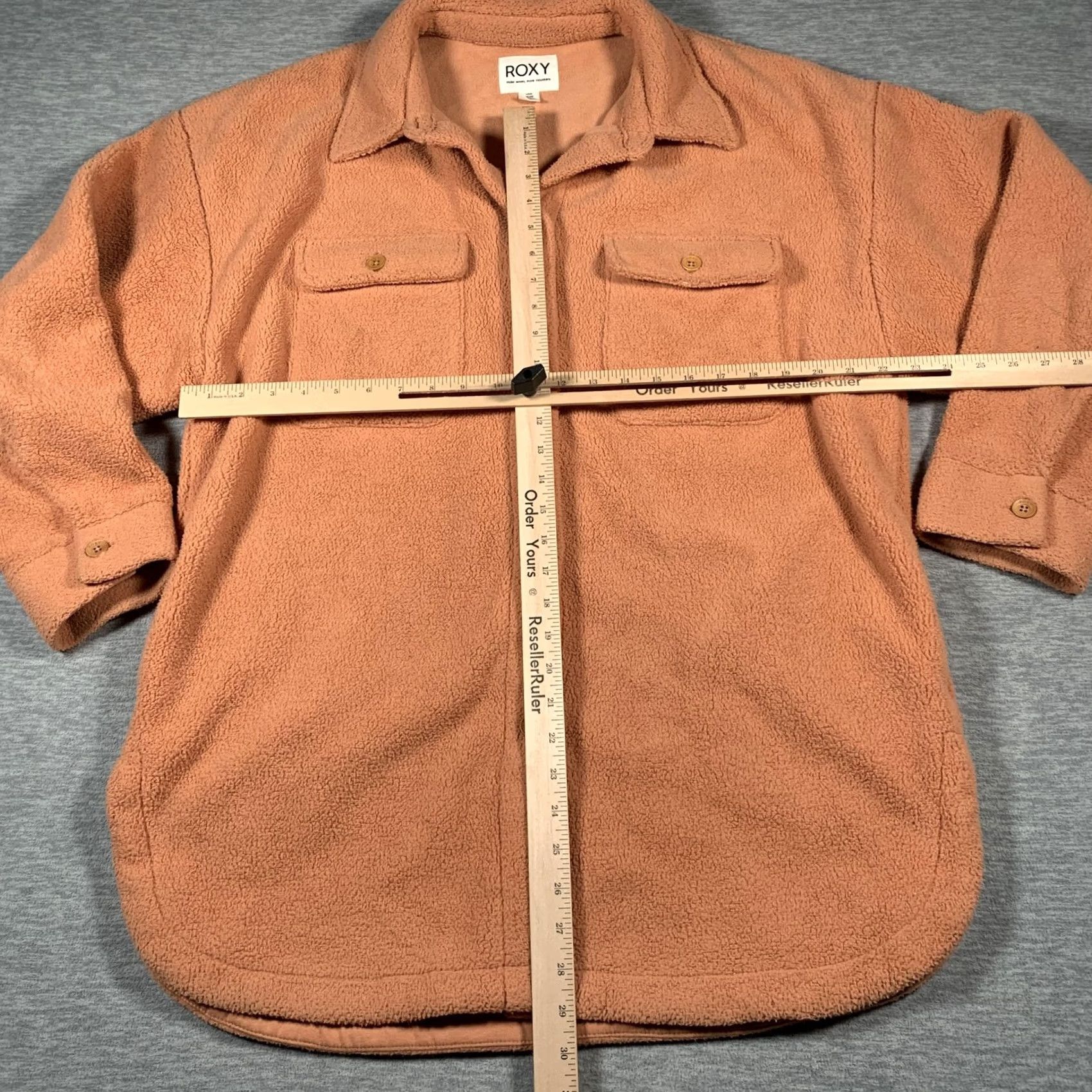 Vintage Roxy Jacket Womens L Rust Sherpa Fleece Button Front Shacket Cozy Pockets Size L / US 10 / IT 46 - 7 Thumbnail