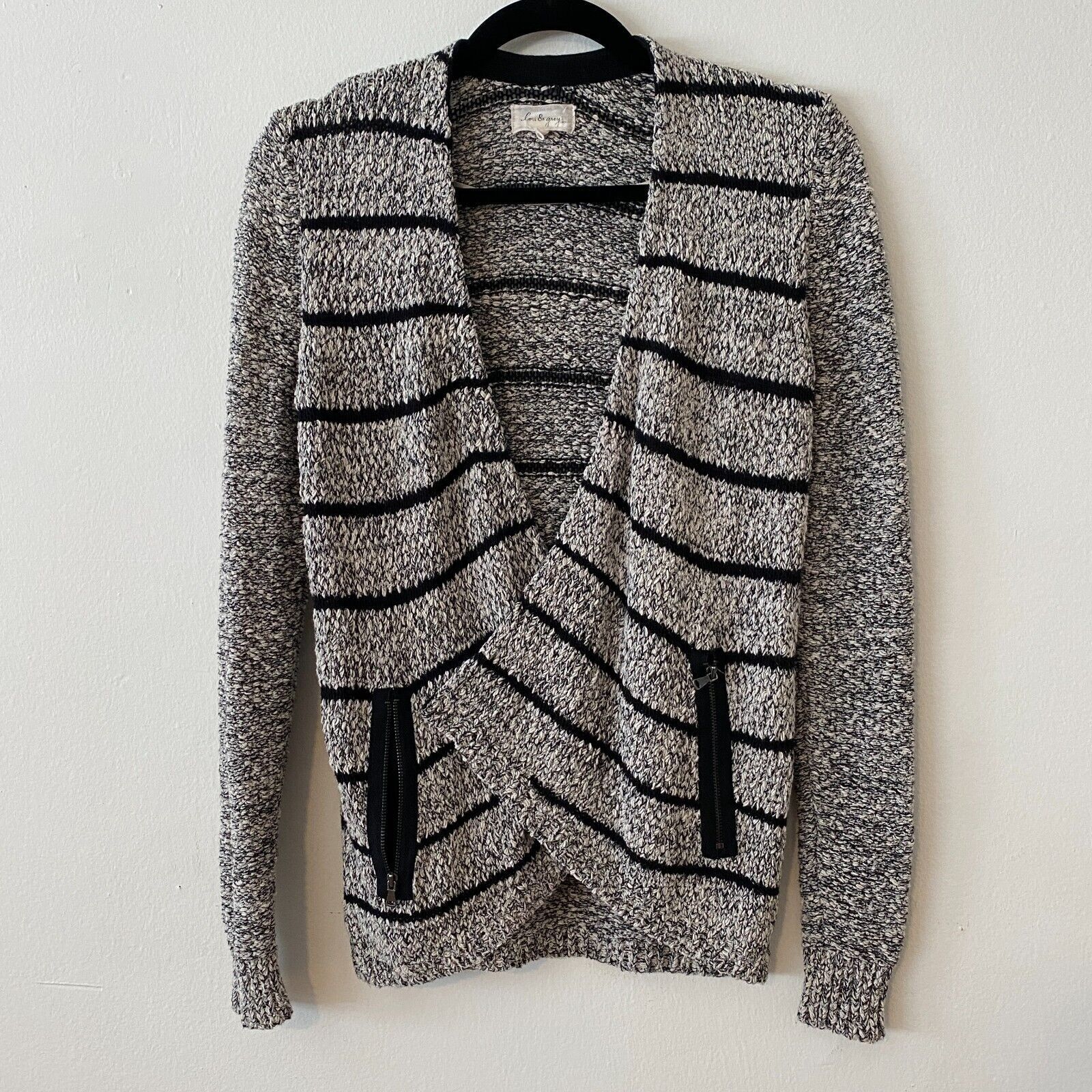 Lou & Grey Lou & Grey Chunky Black Gray Off White Stripe Cardigan XS Size XS / US 0-2 / IT 36-38 - 1 Thumbnail