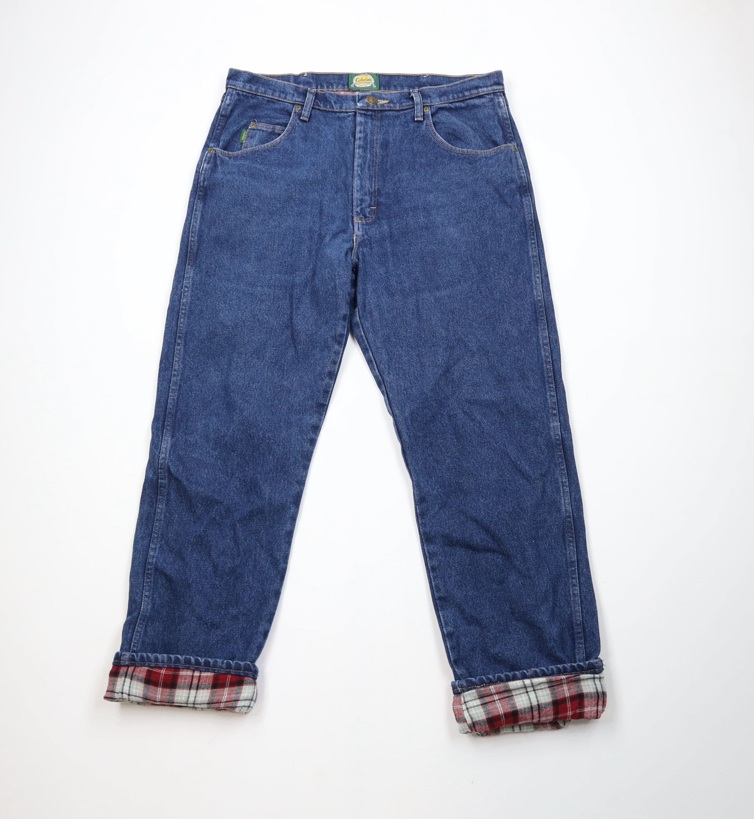 Cabelas × Vintage Vintage Cabelas Flannel Lined Straight Leg Denim Jeans Blue Size US 36 / EU 52 - 1 Thumbnail