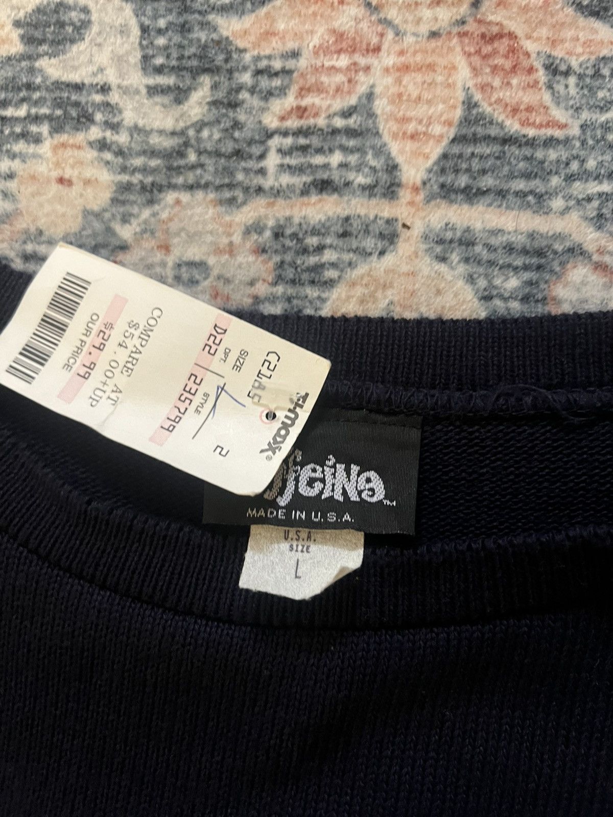 Other Vintage Caffeine Records Navy Knit Pullover Sweater Size US L / EU 52-54 / 3 - 4 Thumbnail