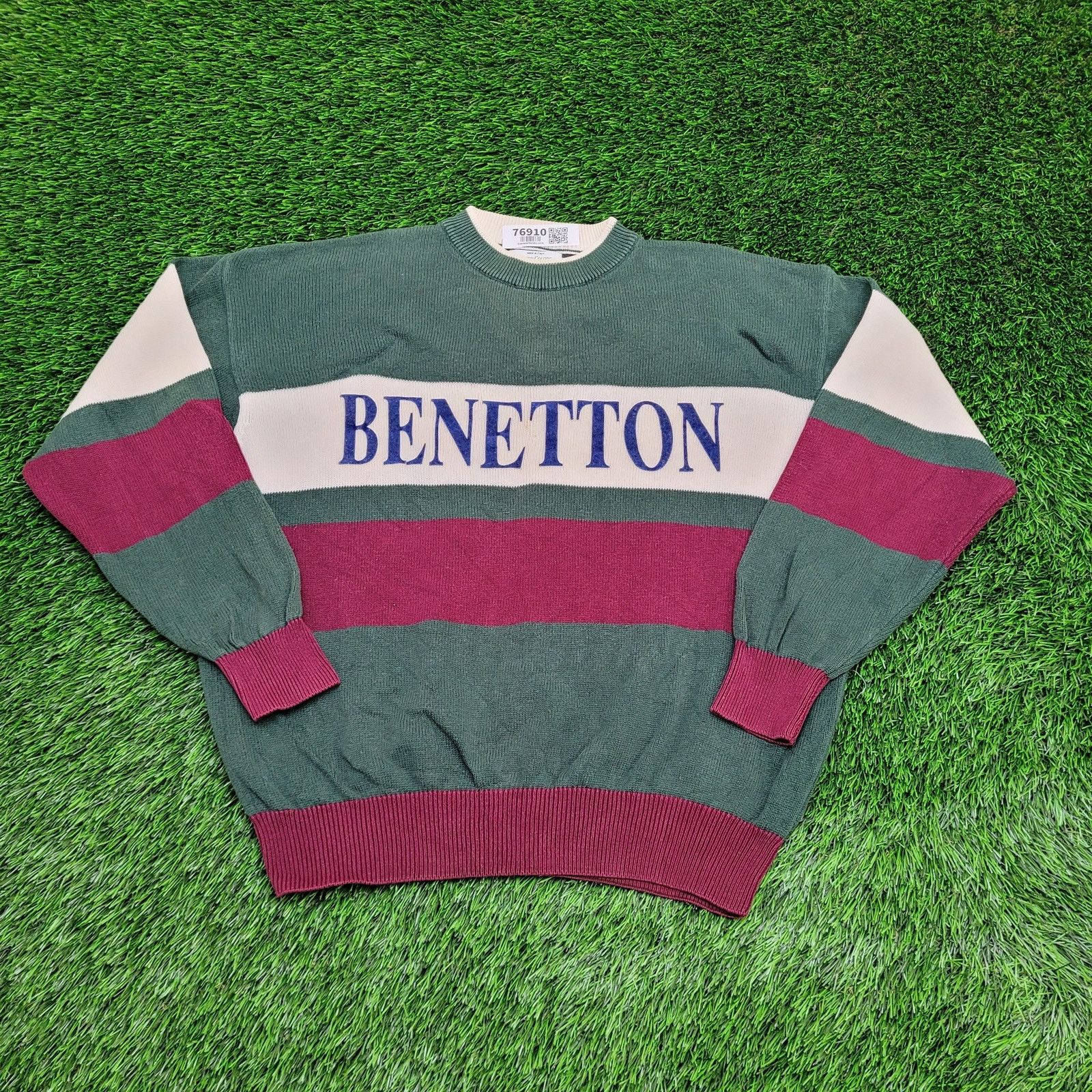 United Colors Of Benetton Vintage 90s MOD Benetton Knit Sweater M L 23x24 Colorblock Grailed