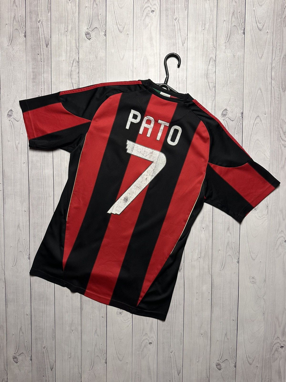 image of Vintage Adidas Ac Milan Soccer Jersey Size S 7 Pato in Striped, Men's