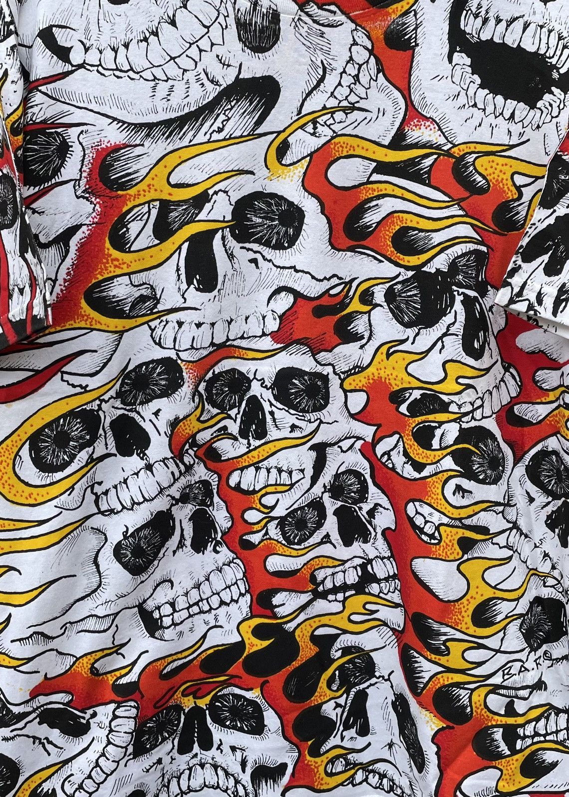 Hanes Vintage Burning Skulls B.A.R. Ghost Rider Inspired AOP tee Size US L / EU 52-54 / 3 - 3 Thumbnail