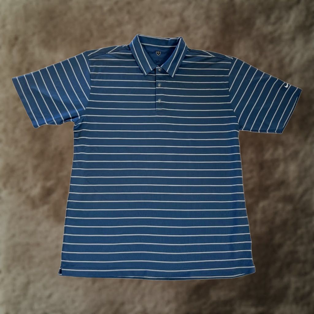 Nike VINTAGE Nike Golf Polo Shirt XL Blue White Striped Men Short Sleeve Collared 90s Sports Logo Golf Mens Size US XL / EU 56 / 4 - 1 Thumbnail