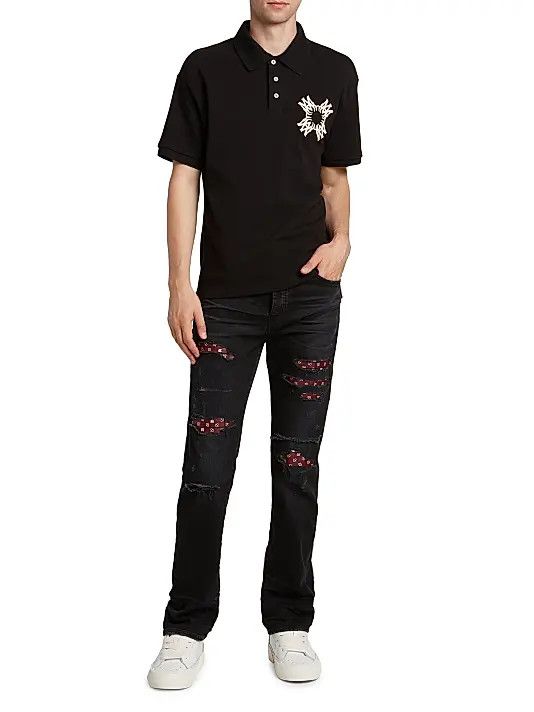 Amiri os11x0326 Ma Quad Cotton Polo Shirt in Black Size US M / EU 48-50 / 2 - 2 Thumbnail