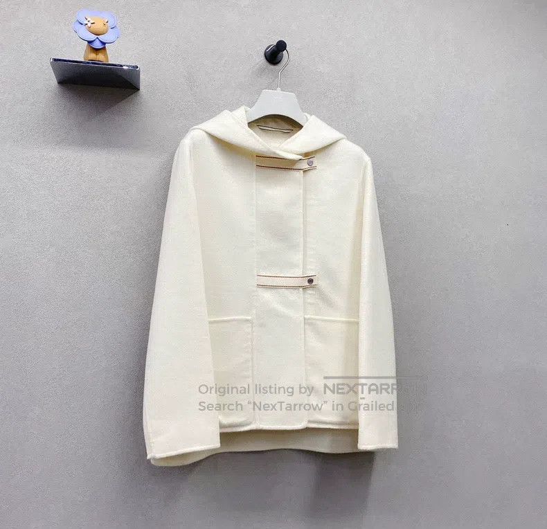 Hermes Hermes White cashmere coat with hood, short style Size XS / US 0-2 / IT 36-38 - 3 Thumbnail