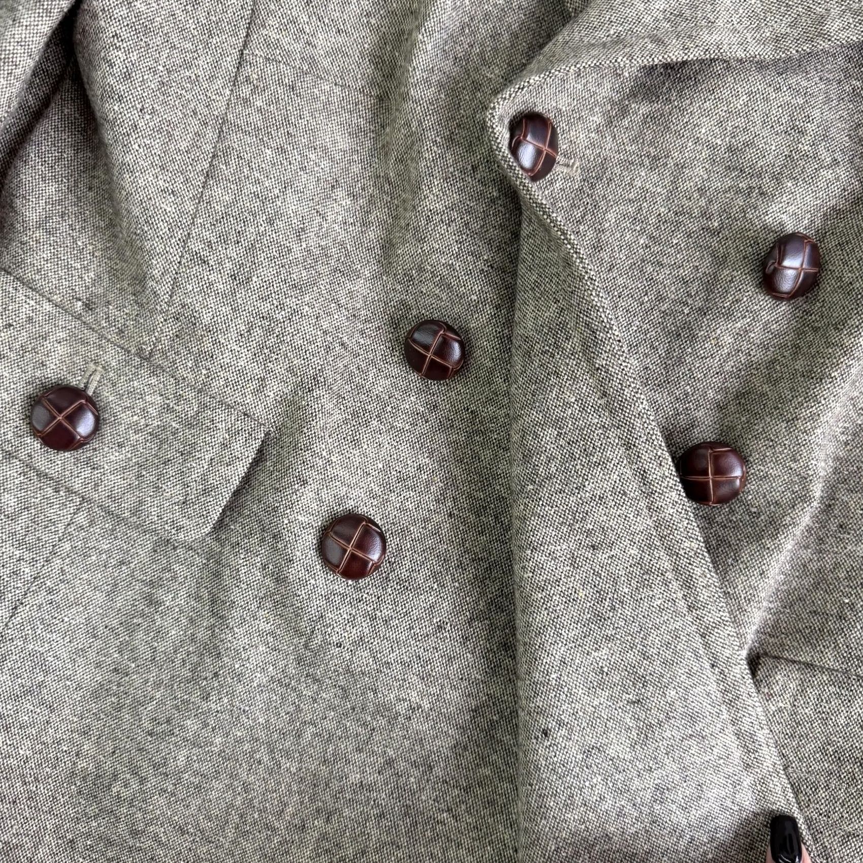 Ann Taylor VINTAGE Ann Taylor LOFT Blazer Shirt Womens 6 Beige Tweed Double Breasted Lined Career Size M / US 6-8 / IT 42-44 - 2 Thumbnail