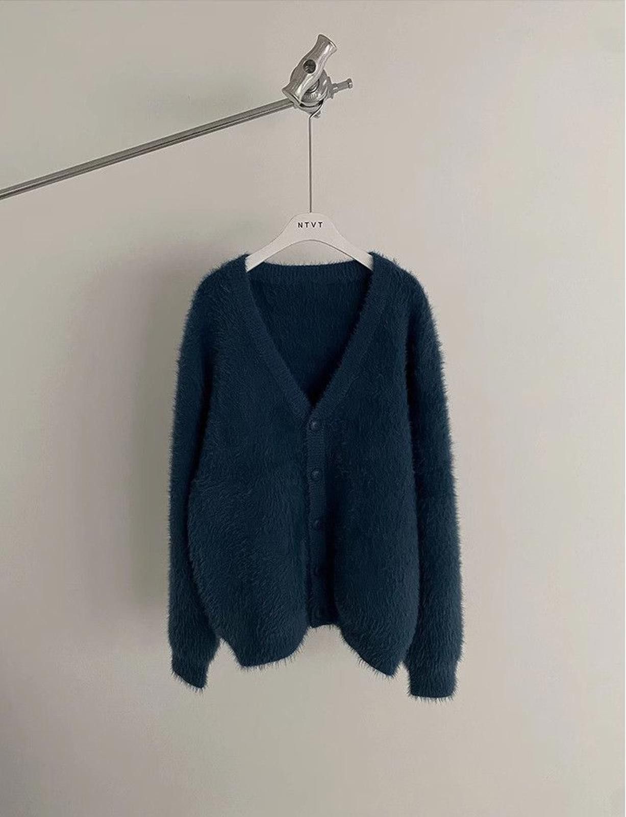 Vintage Blue Cardigan Knit Sweater Size US M / EU 48-50 / 2 - 1 Thumbnail