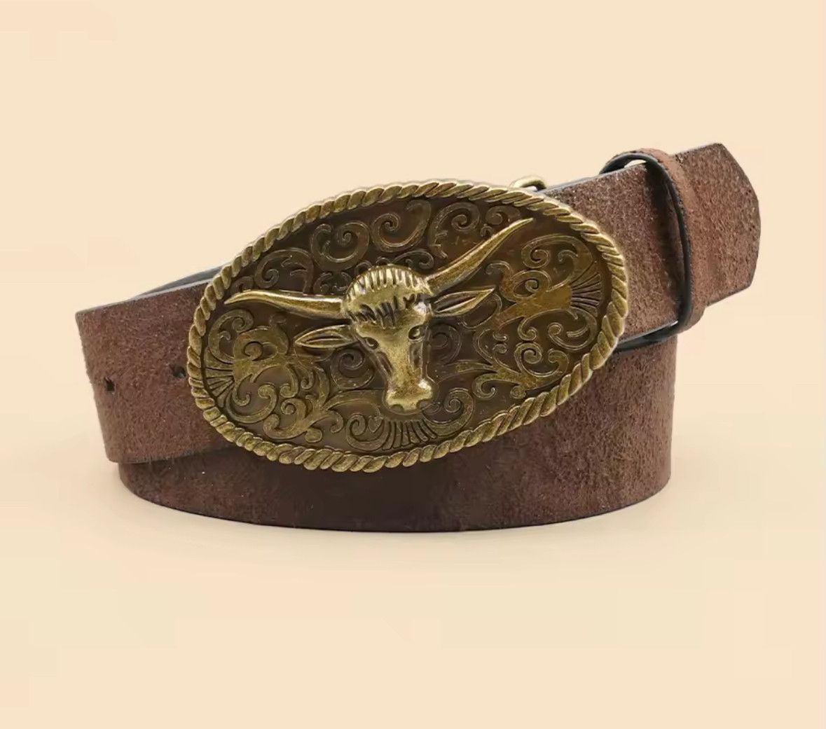 Other Unisex Trendy Western Retro Bullhead Buckle Belt Size 36 - 1 Thumbnail