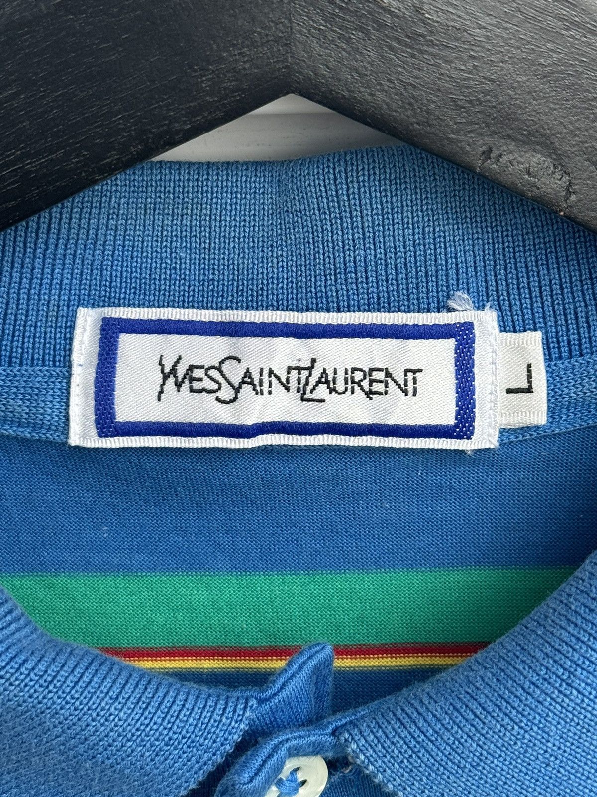 Vintage Vintage YSL Yves Saint Laurent Striped Polo Shirt Size US L / EU 52-54 / 3 - 4 Thumbnail