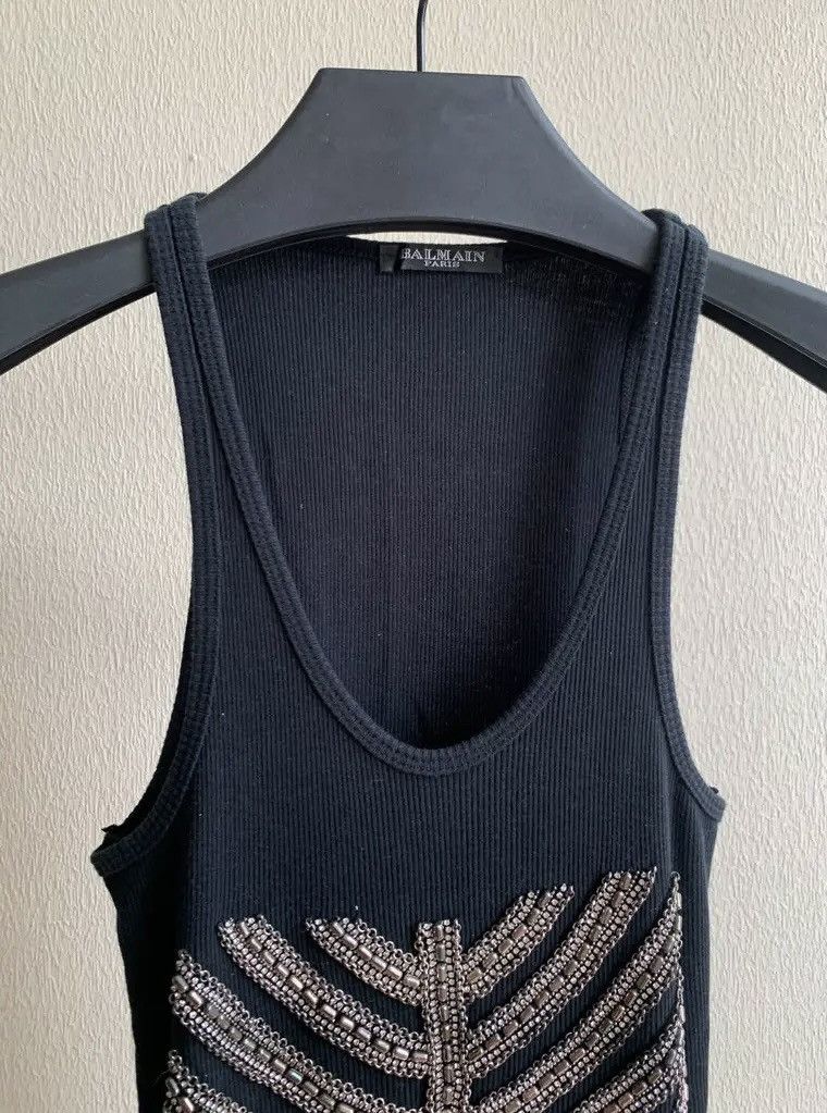 Balmain BALMAIN Decarnin SS 2009 Embellished Tank Top Runway Black Size US XS / EU 42 / 0 - 6 Thumbnail