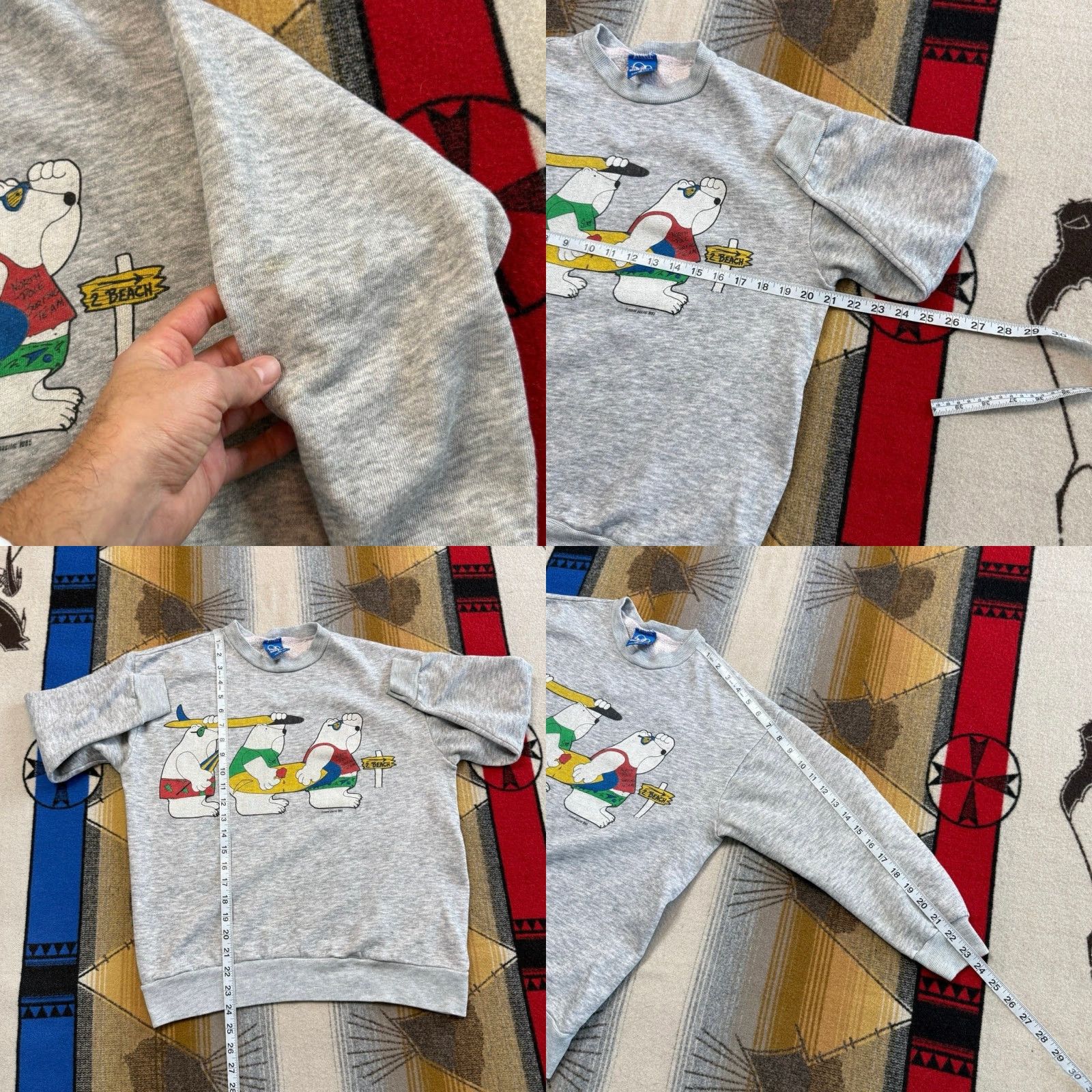 Ocean Pacific VINTAGE Ocean Pacific Sweatshirt Women Medium Gray Crew Neck 90s Surfing Polar Bears Surf Pullover - OPSOP Size M / US 6-8 / IT 42-44 - 8 Thumbnail