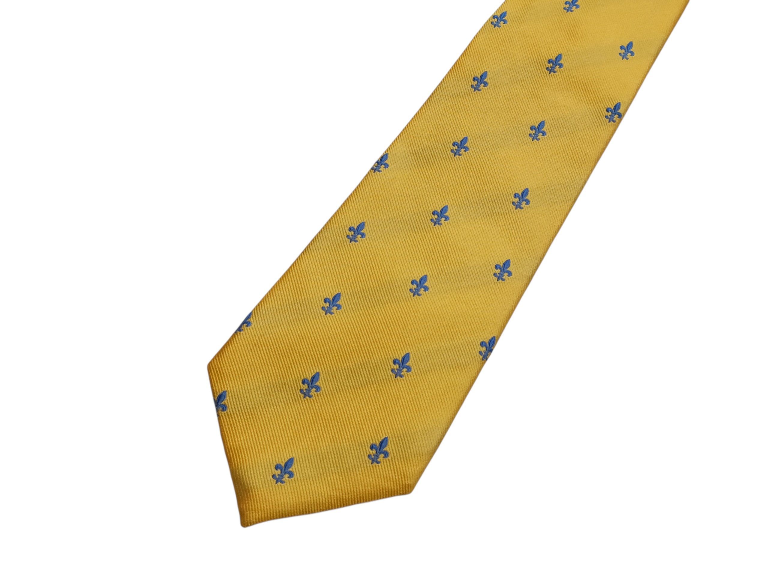 Other Harvie & Hudson London Silk Tie Fleur De Lis Yellow England Size ONE SIZE - 3 Thumbnail