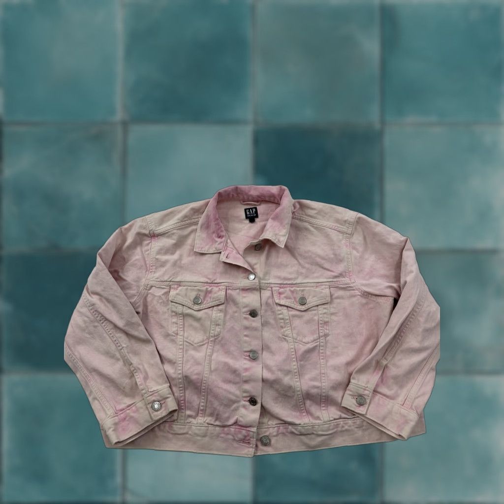 Gap VINTAGE Gap Jacket Womens 2XL Pink Dye Denim Button Up Motorcycle Y2K Basic Jacket Womens Size XXL / US 16-18 / IT 52-54 - 1 Thumbnail