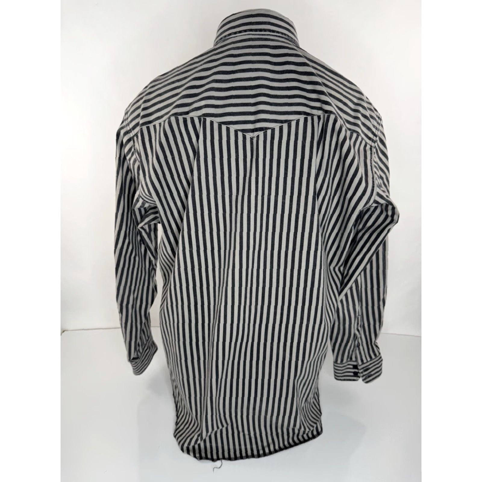 Wrangler VINTAGE Wrangler Shirt Western Striped Button-Up Long Sleeve 16.5 / 34 J18 Boys Mens Men Black Khaki Olive Size US L / EU 52-54 / 3 - 4 Thumbnail
