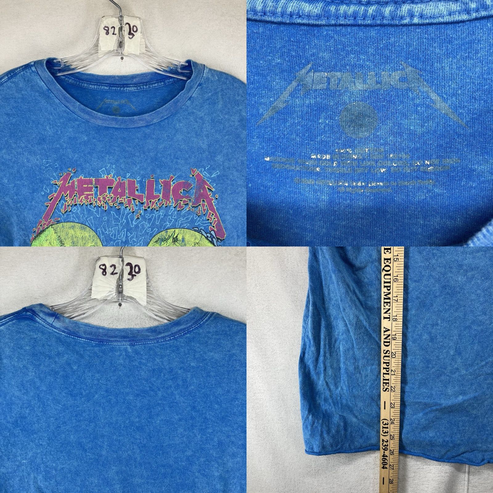 VIBE Metallica T-Shirt 2020s Unisex Short Sleeve Crew Neck Graphic Print Skull Beach Vibe Oversized Blue Small Size US S / EU 44-46 / 1 - 8 Thumbnail