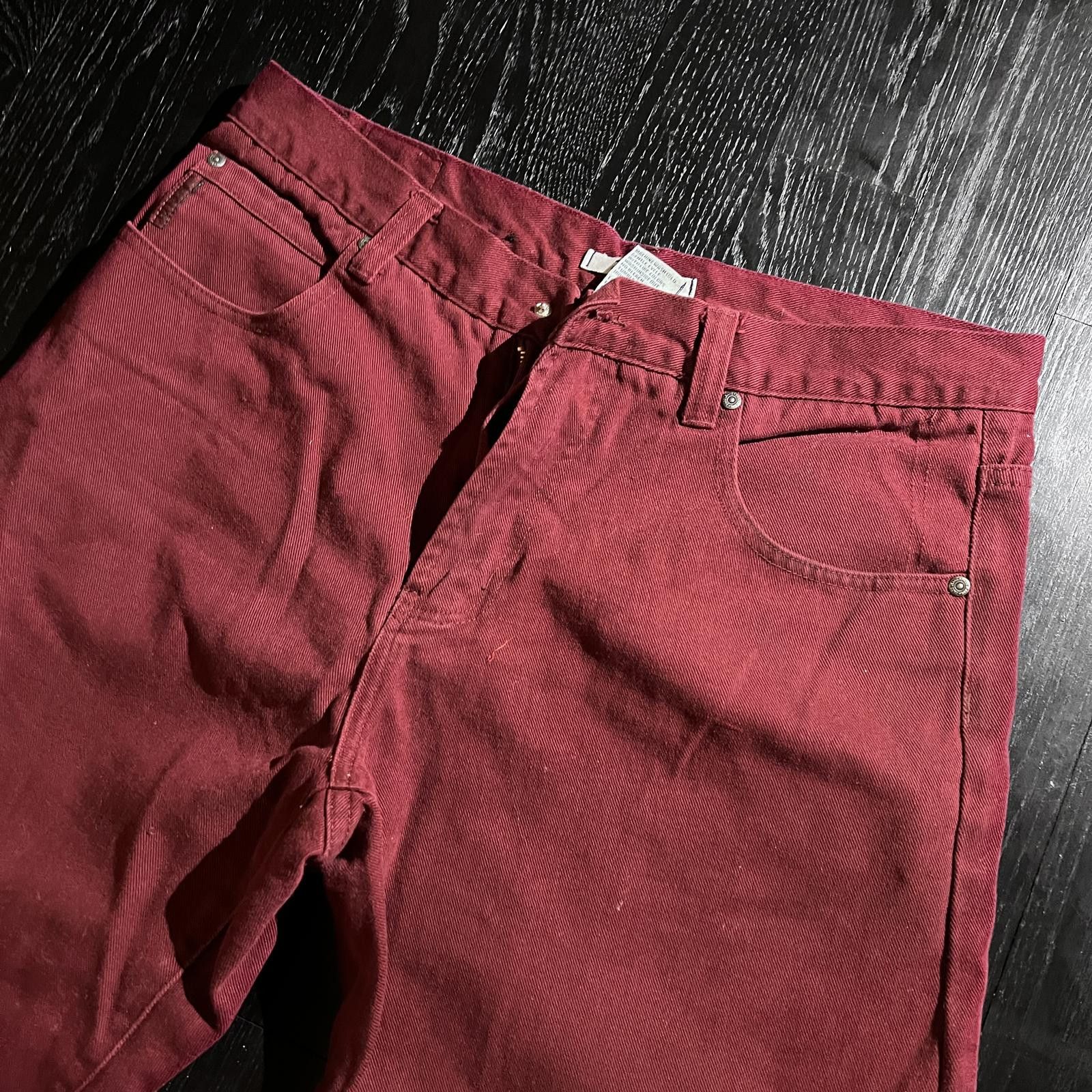 Pacsun Vintage Paco Jeans Dark Red Maroon - missing button Size US 34 / EU 50 - 2 Thumbnail