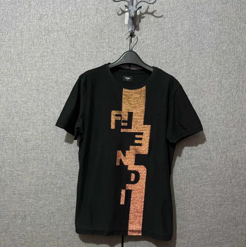 Fendi Fendi Black Cotton Logo T-Shirt for Men 0089 Size US XL / EU 56 / 4 - 1 Thumbnail