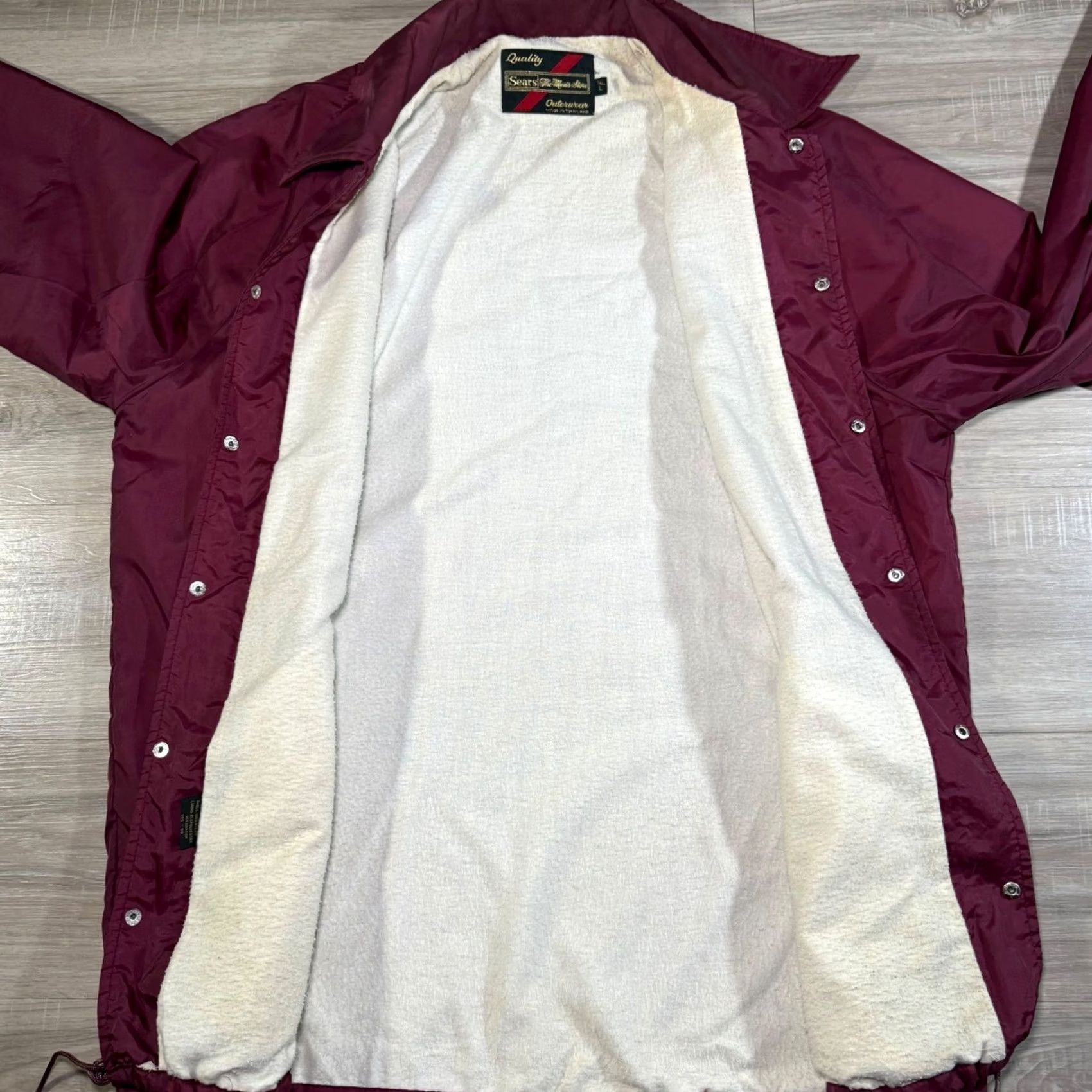 Sears VINTAGE Sears Barn Coat Jacket Mens Size Large Tall Maroon Lined Nylon 1970s Size US L / EU 52-54 / 3 - 5 Thumbnail