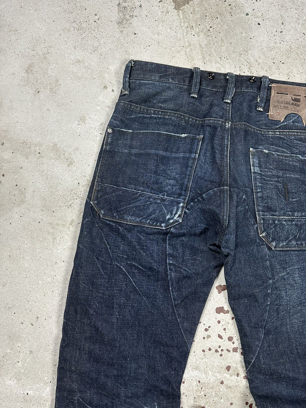 G-Star × Japanese Brand × Vintage Vintage Y2K G Star Raw 3301 Distressed Double Knee Denim Size US 34 / EU 50 - 16 Thumbnail