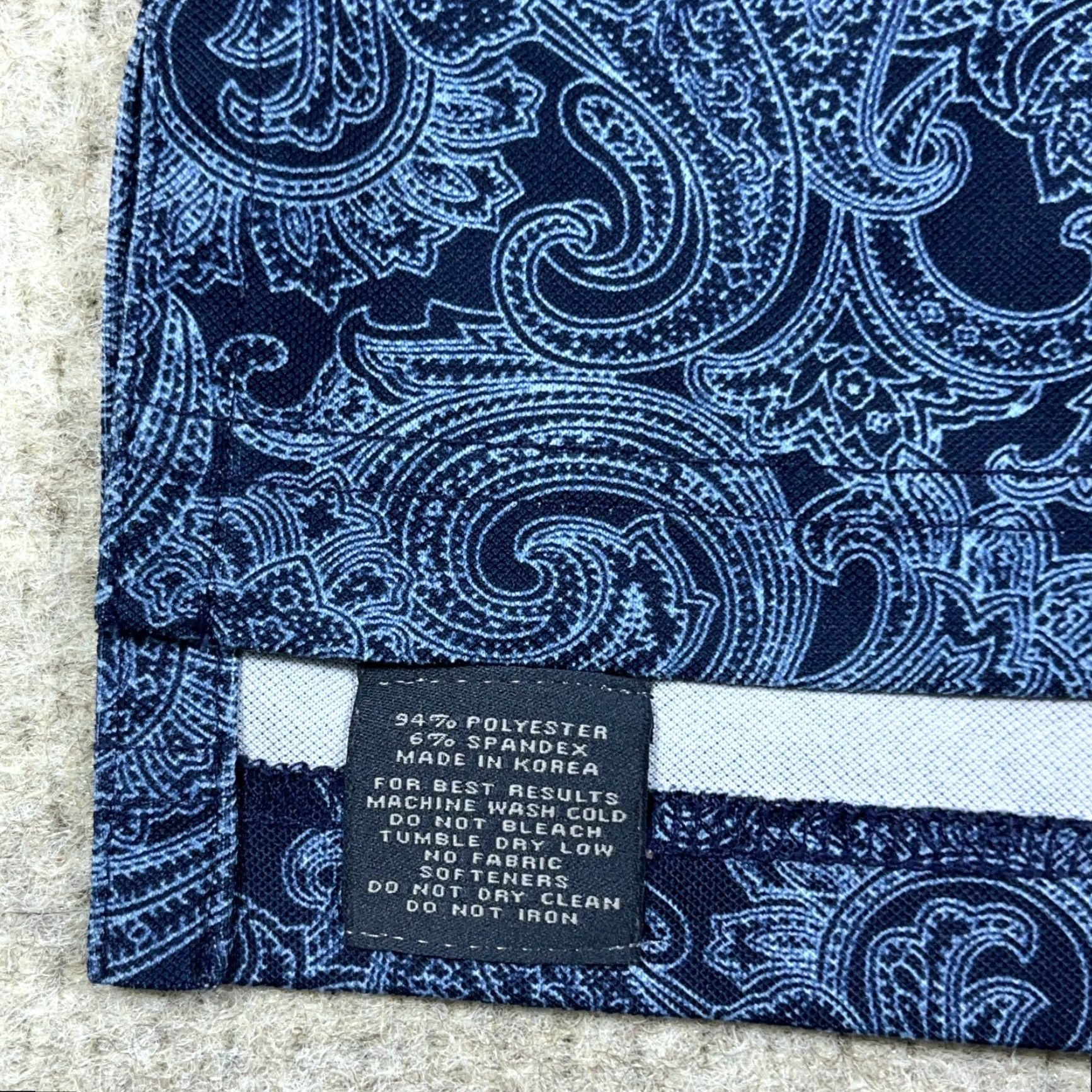 Vintage Turtleson Polo Shirt Men XL Blue Paisley Performance Wicking Quick Dry Golf Mens Size US XL / EU 56 / 4 - 5 Thumbnail