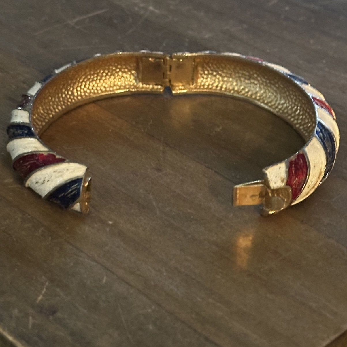 Vintage Vintage red, white and blue enamel hinged bangle bracelet Size ONE SIZE - 3 Thumbnail