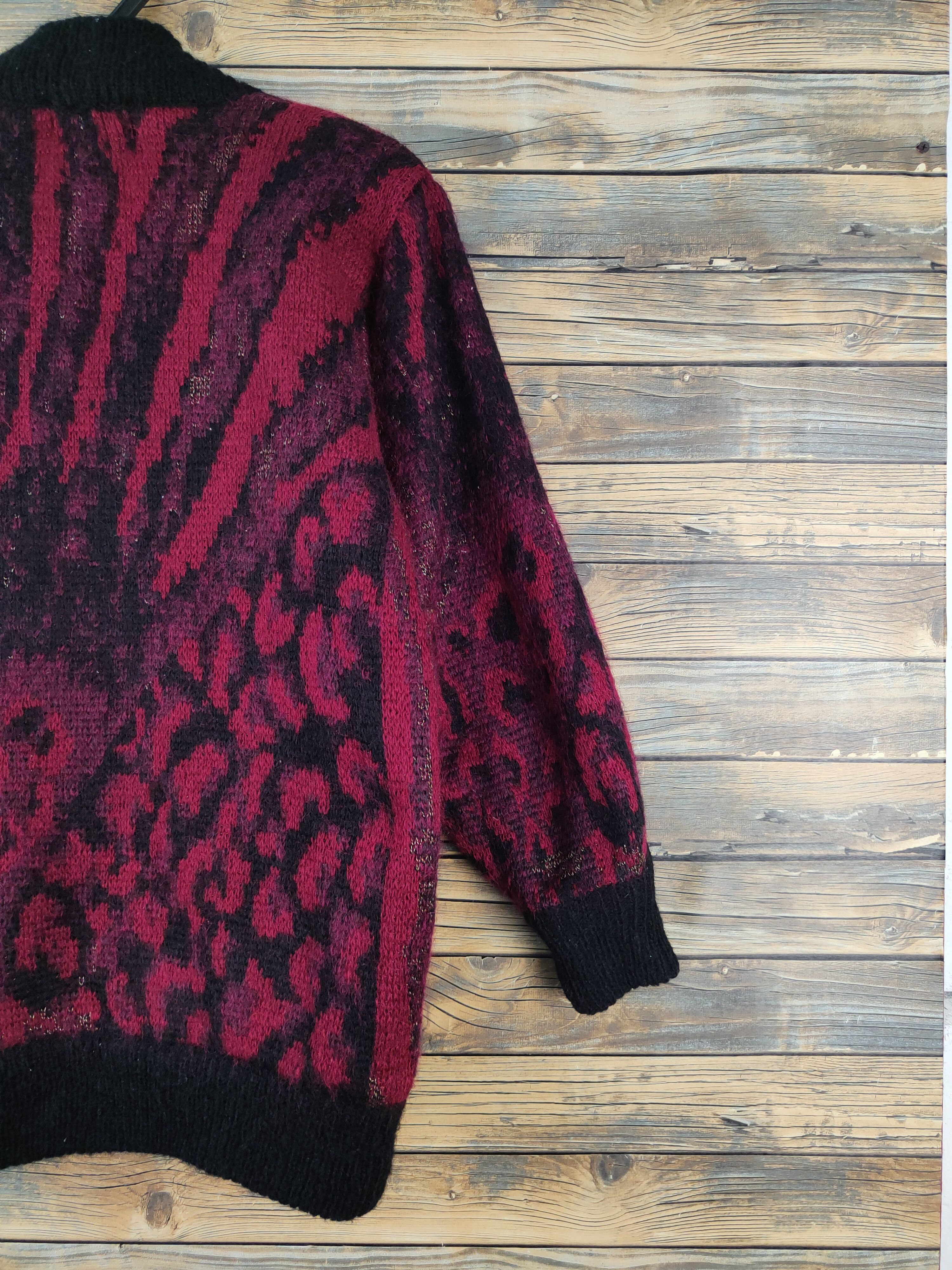 Aran Isles Knitwear Cokett Black Red Wool Knitwear Cardigan #W2105 Size L / US 10 / IT 46 - 10 Thumbnail