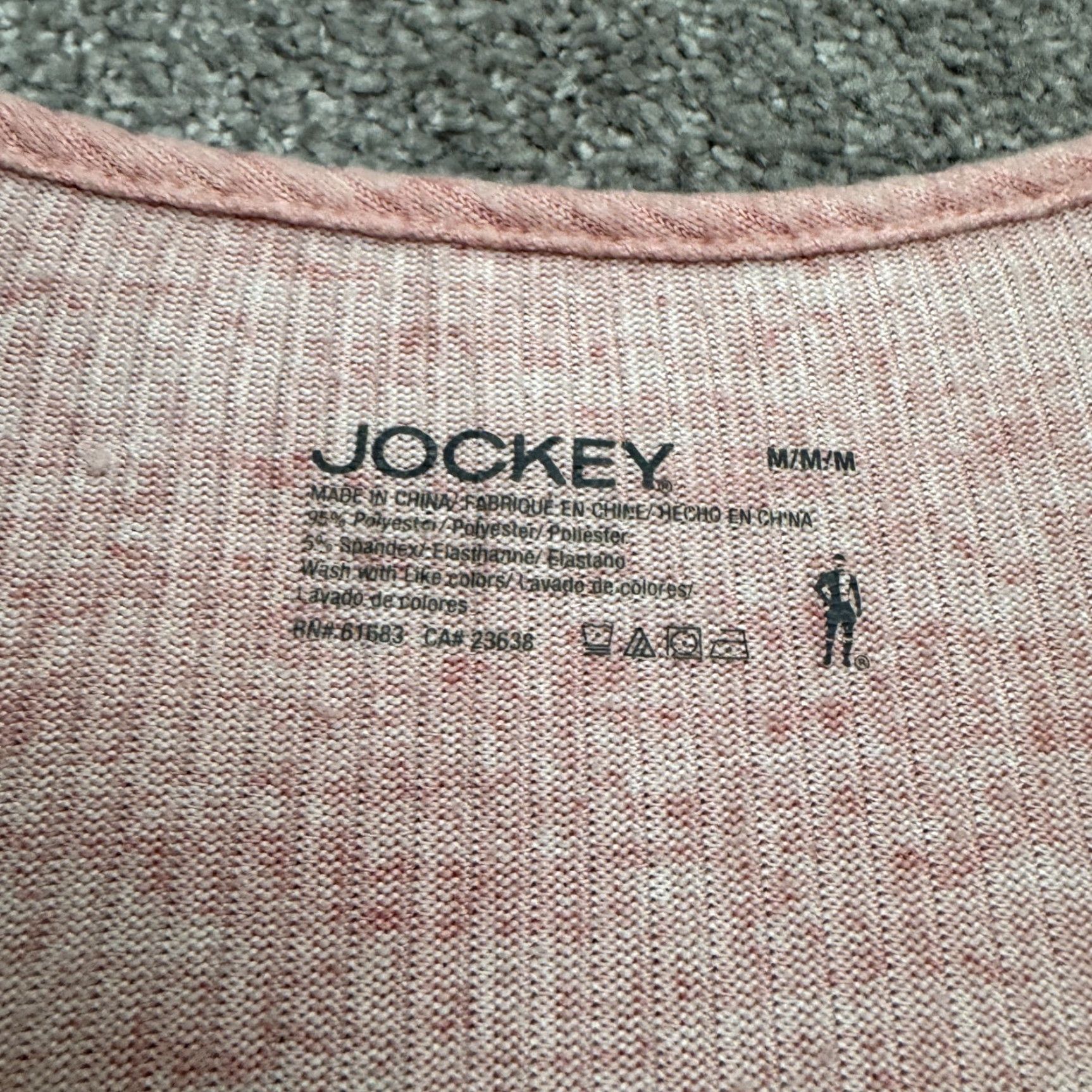 Jockey Jockey T-Shirt Womens Medium Pink Short Sleeve Ribbed Knit V-Neck Tee Size M / US 6-8 / IT 42-44 - 4 Thumbnail