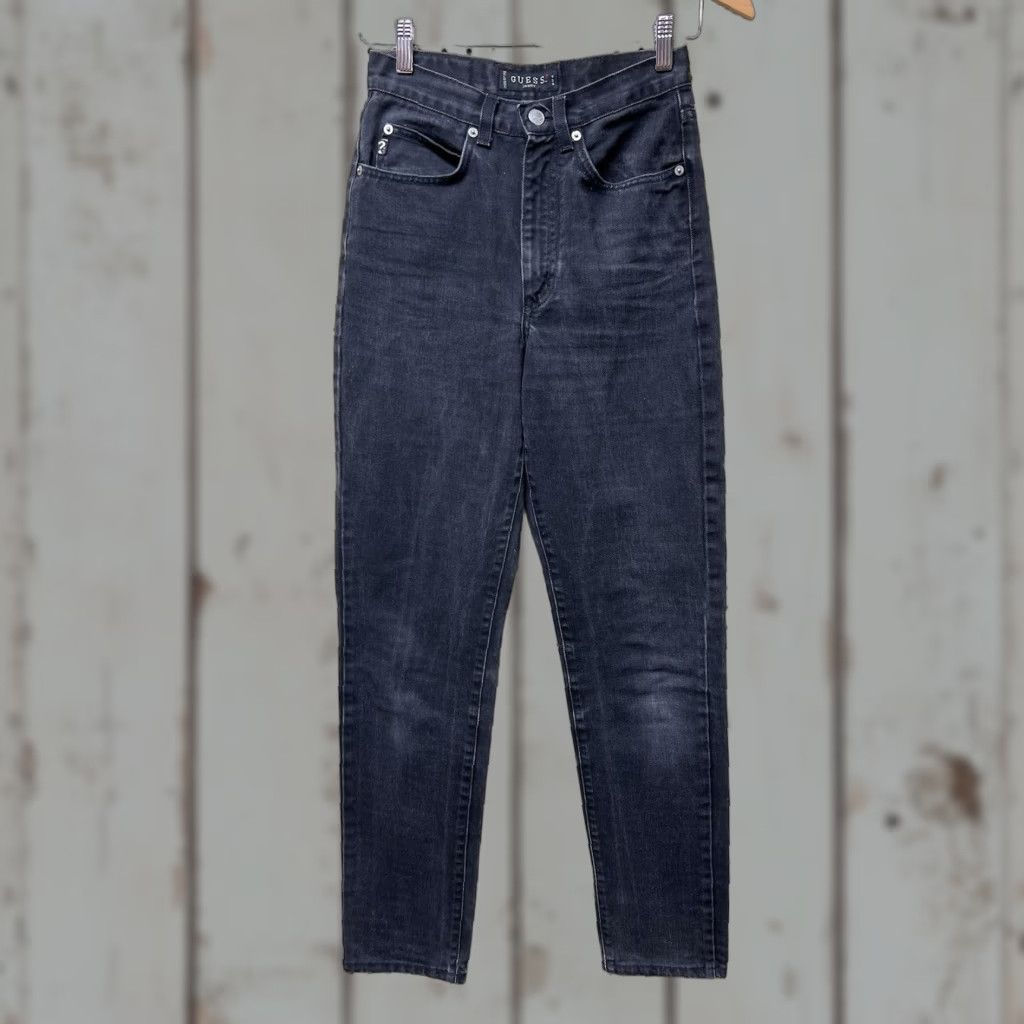 Guess VINTAGE GUESS Jeans Women Black Wash High Rise Skinny Ankle 27x31 5-Pocket Denim Rock USA 80s 90s Grunge Hipster Retro Modern Size 27" / US 4 / IT 40 - 1 Thumbnail