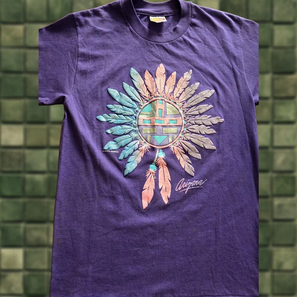 Hanes Vintage 90s Arizona Purple Shirt Adult Medium Hanes Casual Western Southwest Style Size M / US 6-8 / IT 42-44 - 1 Thumbnail