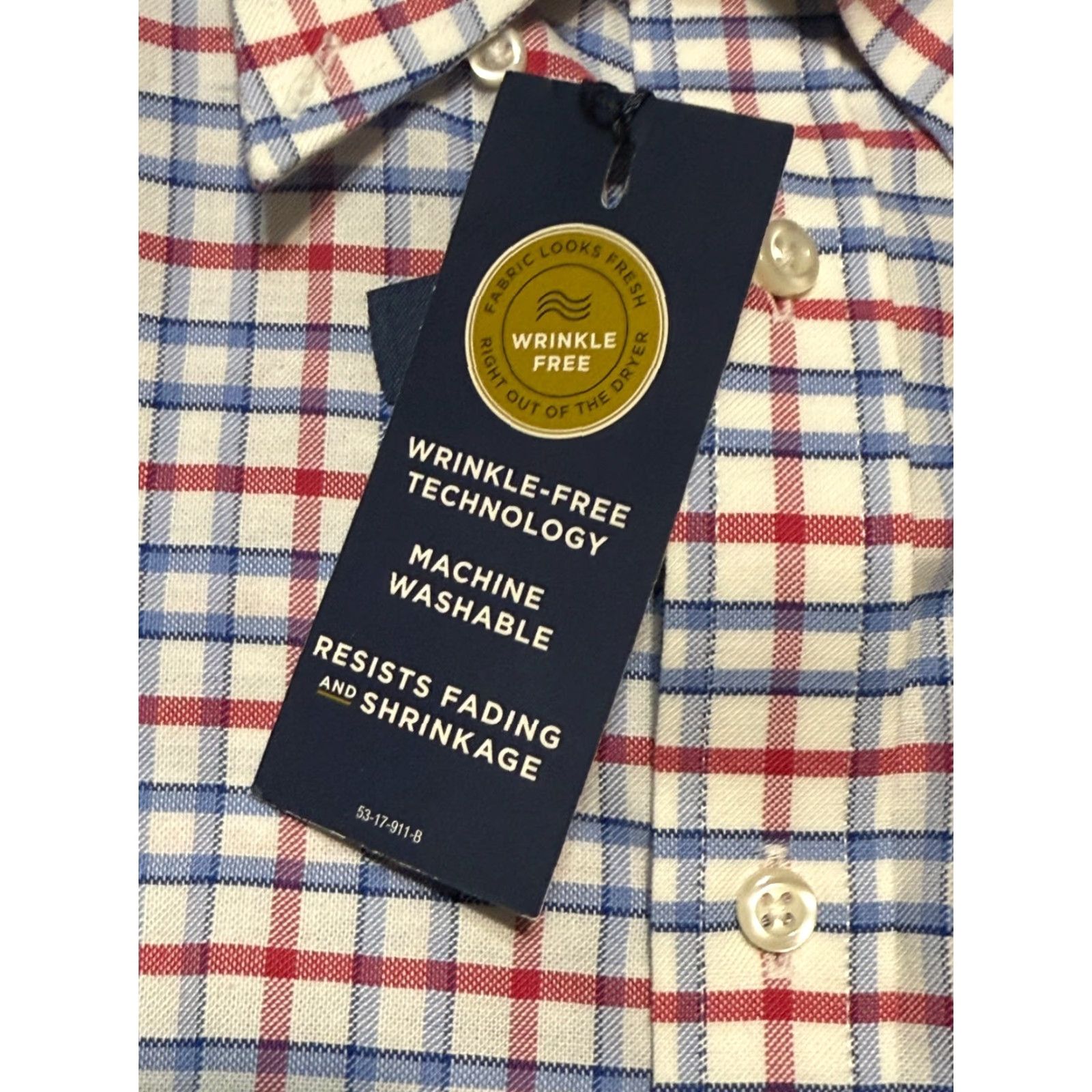 Stafford Stafford Shirt Mens 17.5 Regular Fit Button-Up Long Sleeve Blue Cotton NWT Size US XXL / EU 58 / 5 - 6 Thumbnail