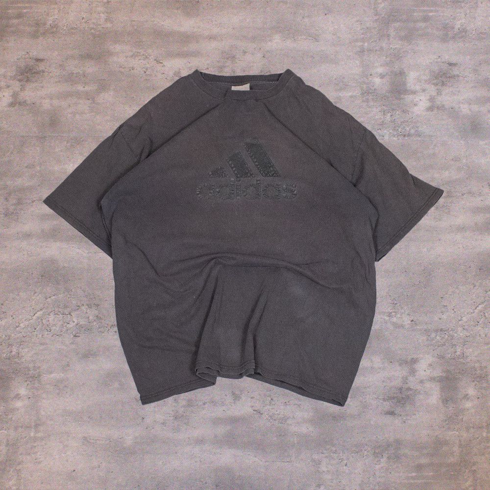 Adidas Vintage 1990's Adidas Faded Tonal Logo Thrashed T-Shirt Size US L / EU 52-54 / 3 - 1 Thumbnail
